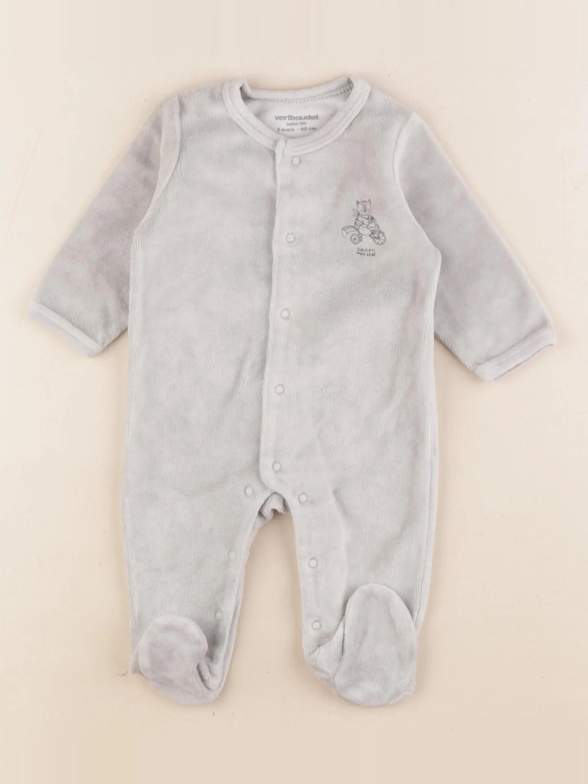 Vertbaudet - pyjama velours vert - 3 mois