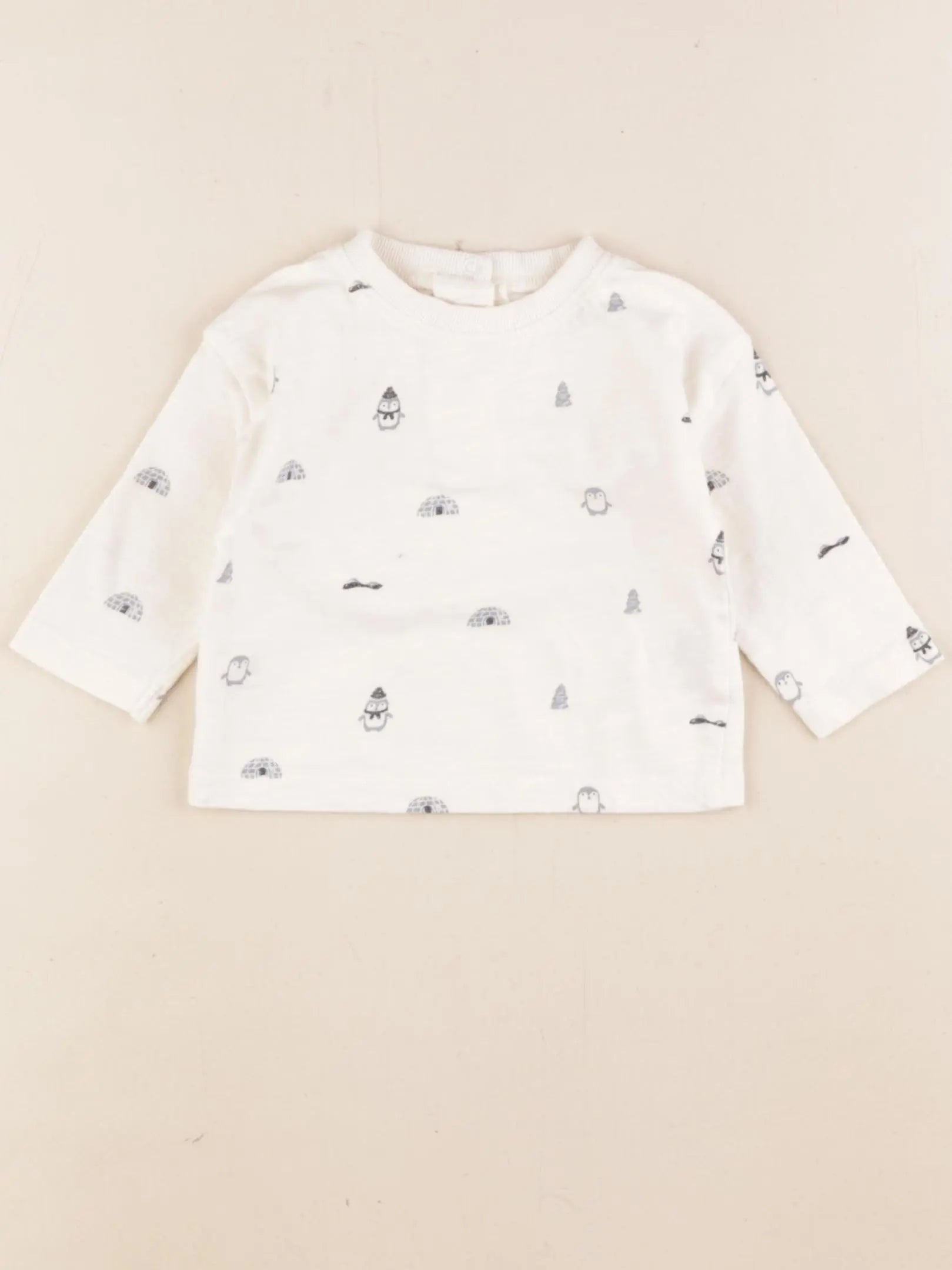 Vertbaudet - tee-shirt beige, bleu - 3 mois