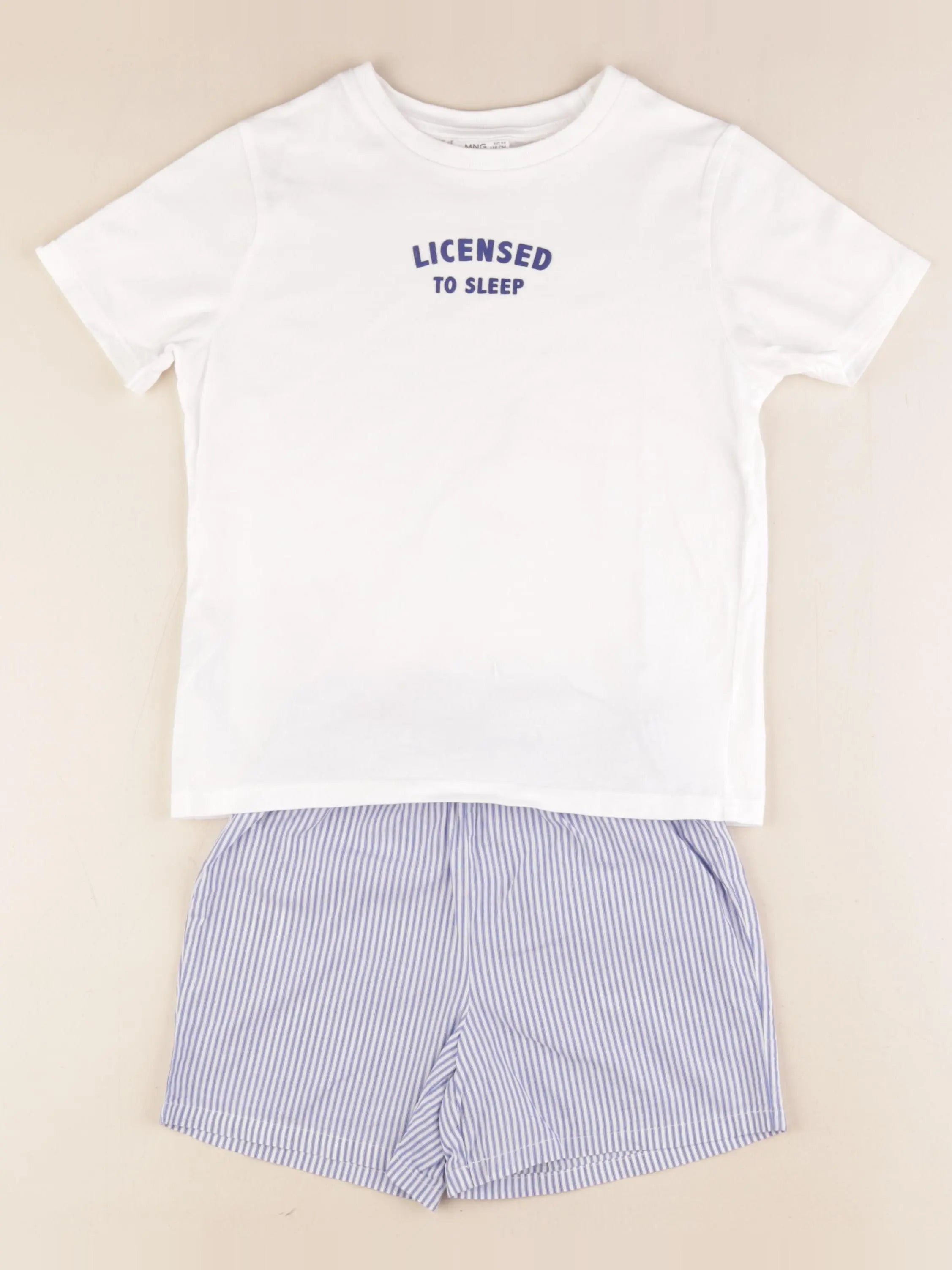 Mango - pyjama coton blanc, bleu - 5/6 ans