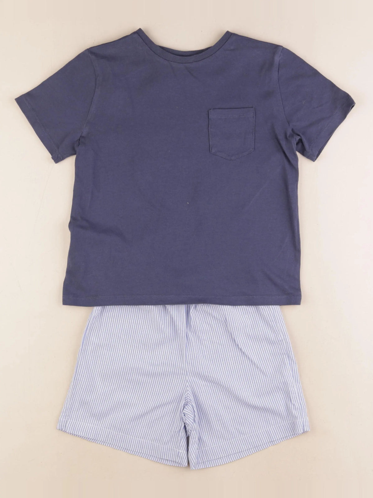 Mango - pyjama coton bleu, blanc - 5/6 ans