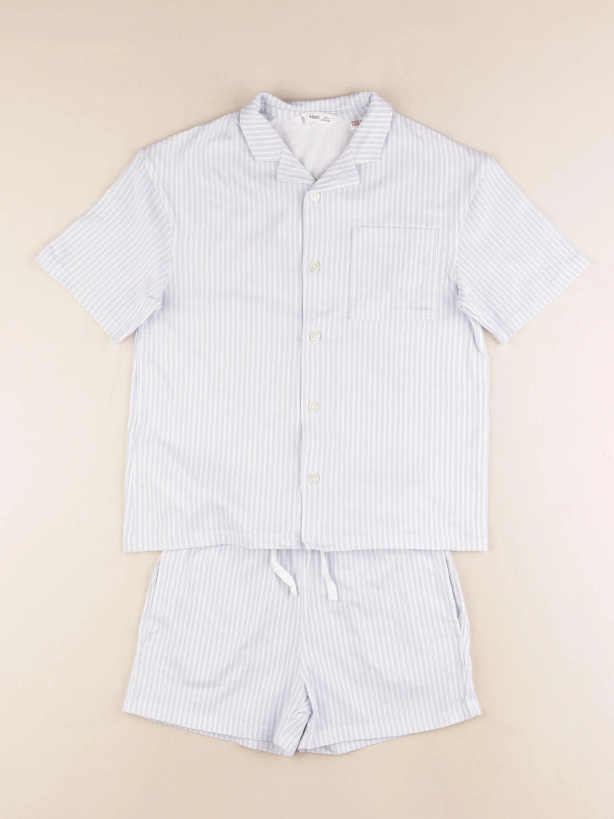 Mango - pyjama coton blanc, bleu - 7/8 ans