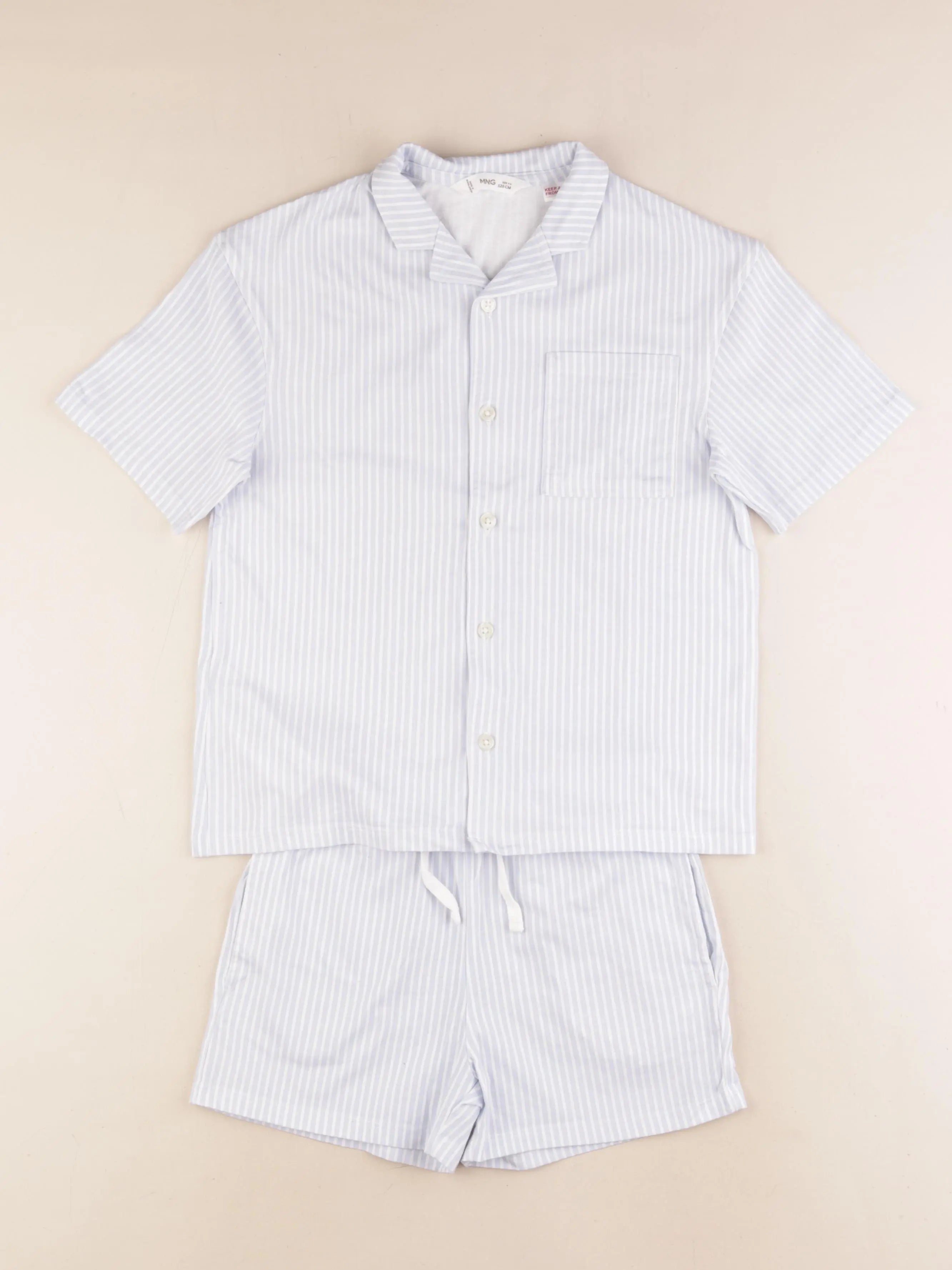 Mango - pyjama coton blanc, bleu - 7/8 ans