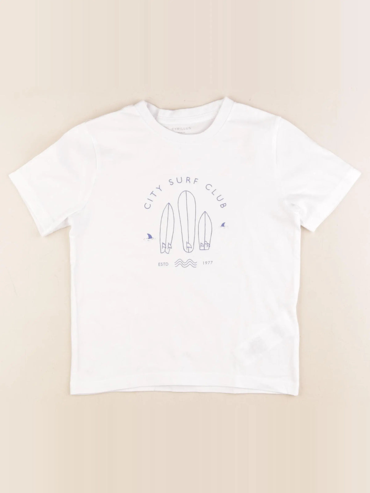 Cyrillus - tee-shirt blanc, bleu - 6 ans
