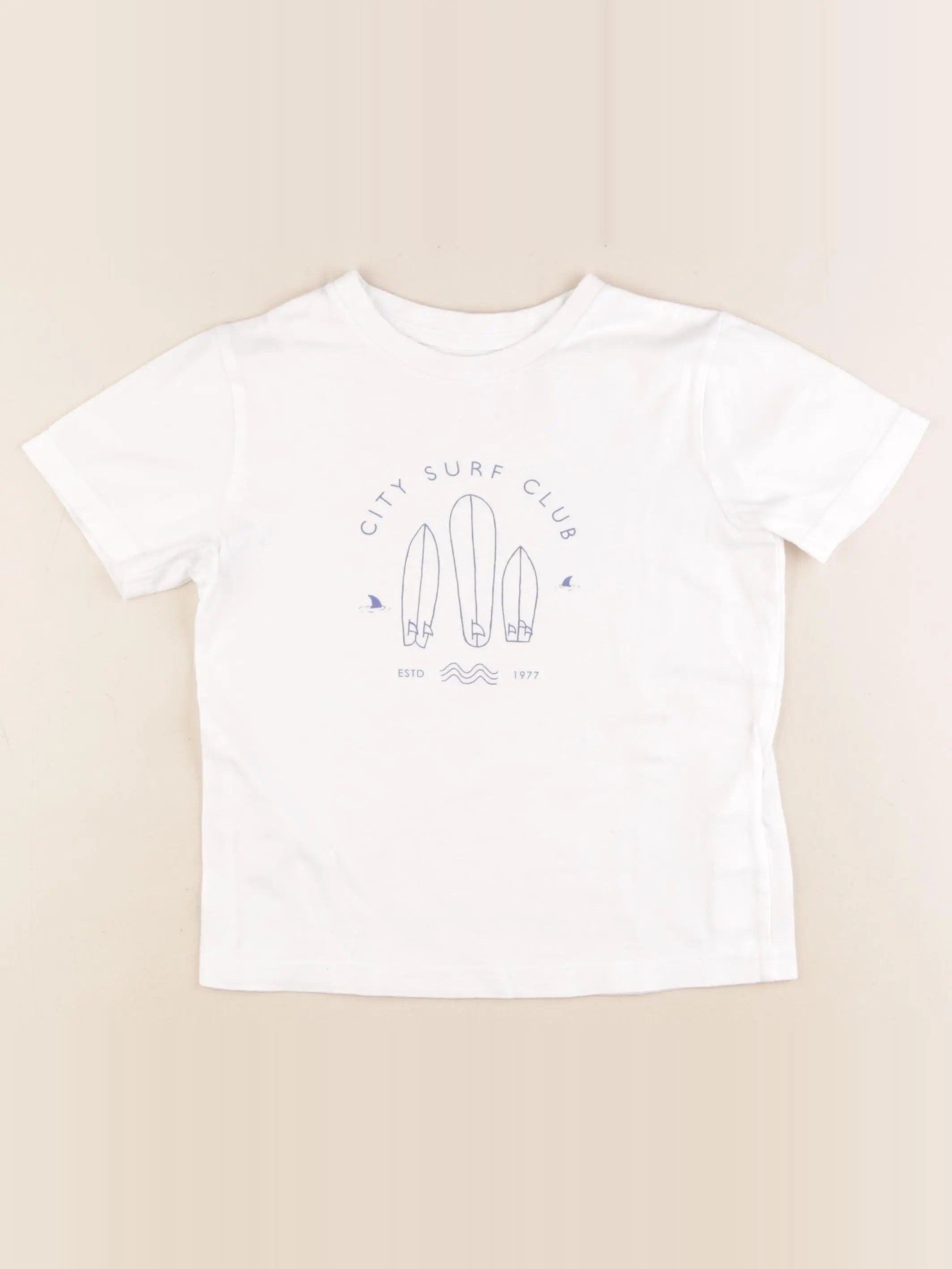 Cyrillus - tee-shirt blanc, bleu - 6 ans