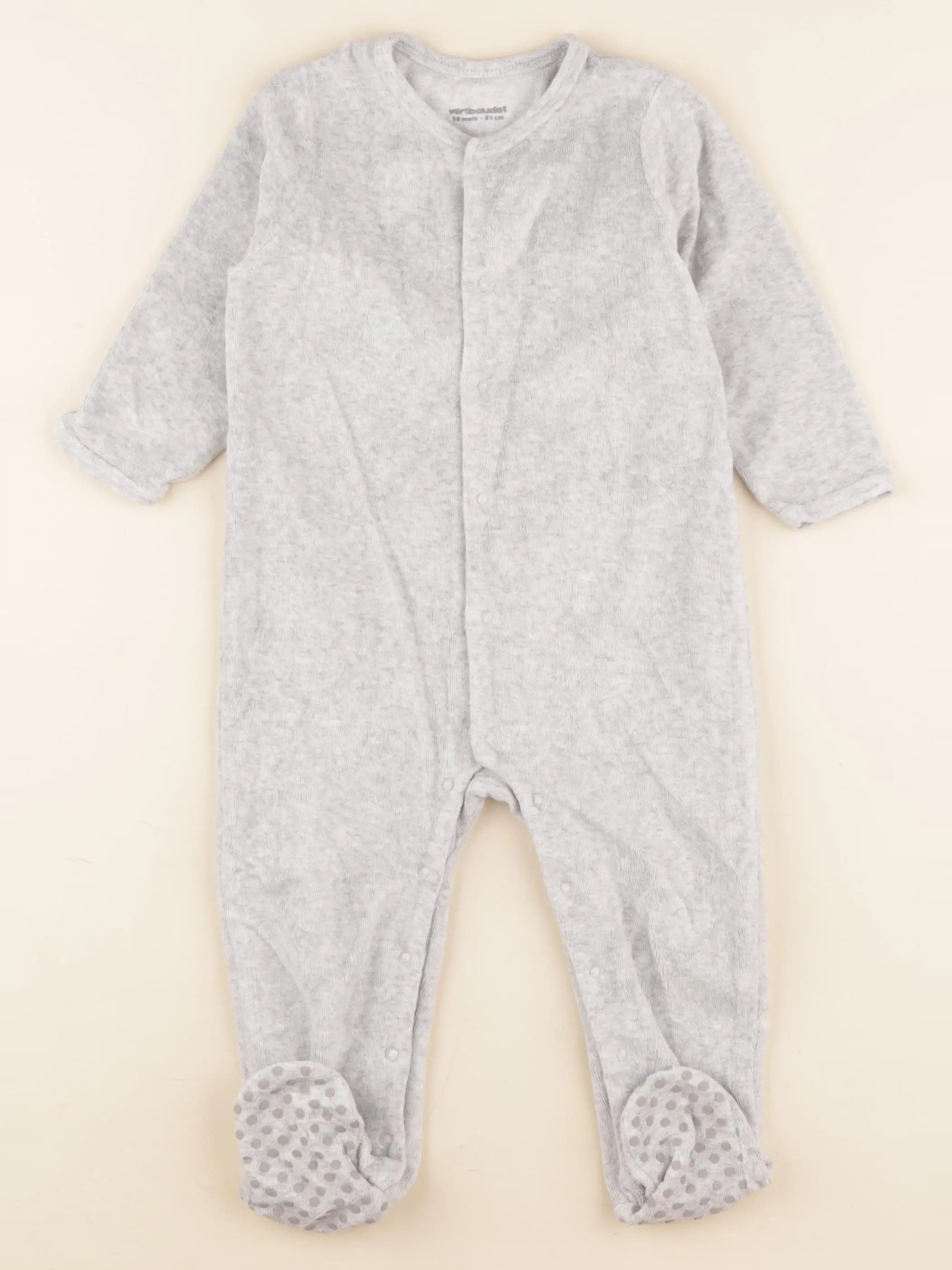 Vertbaudet - pyjama velours gris - 18 mois