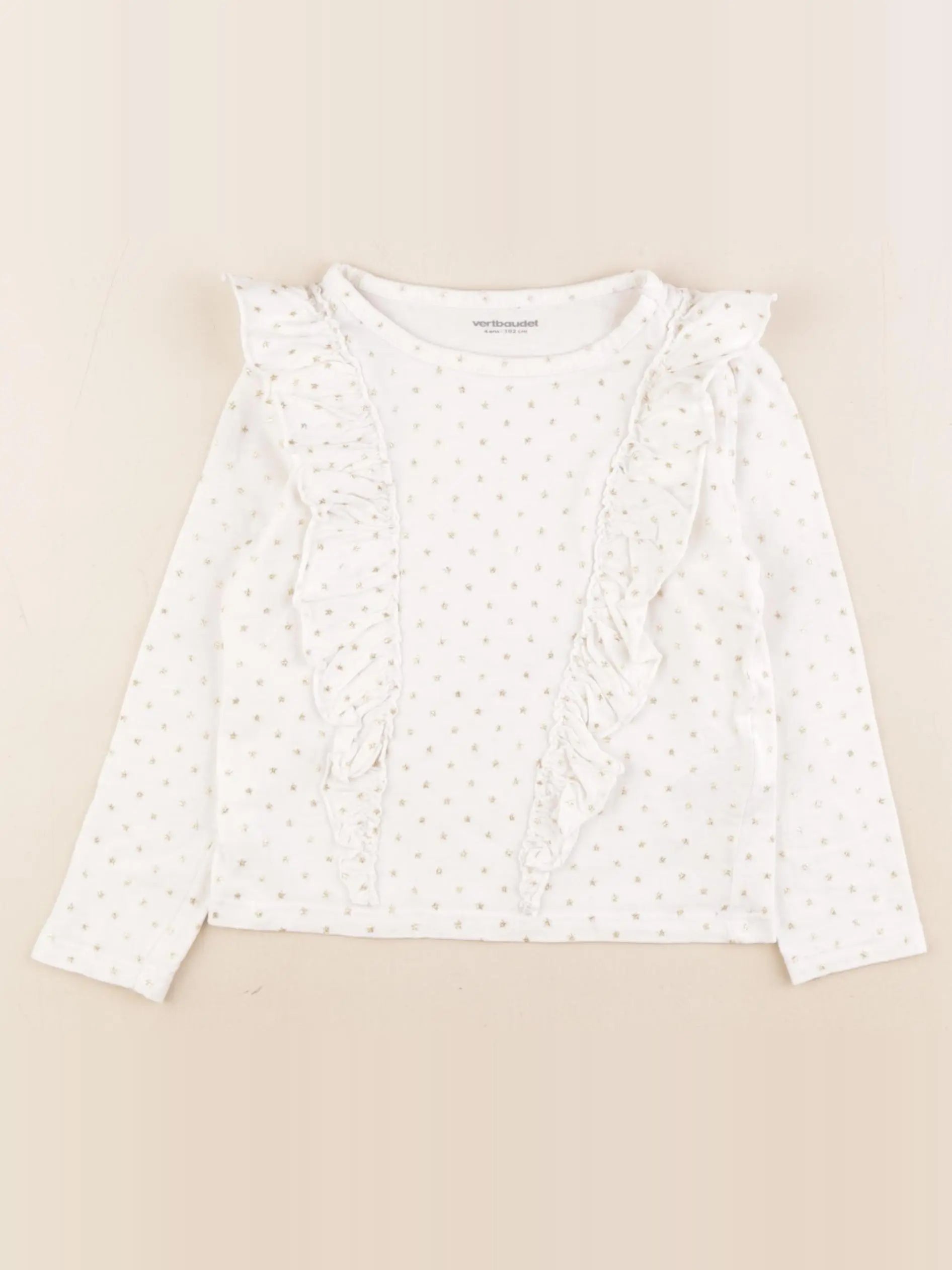 Vertbaudet - tee-shirt beige, or - 4 ans