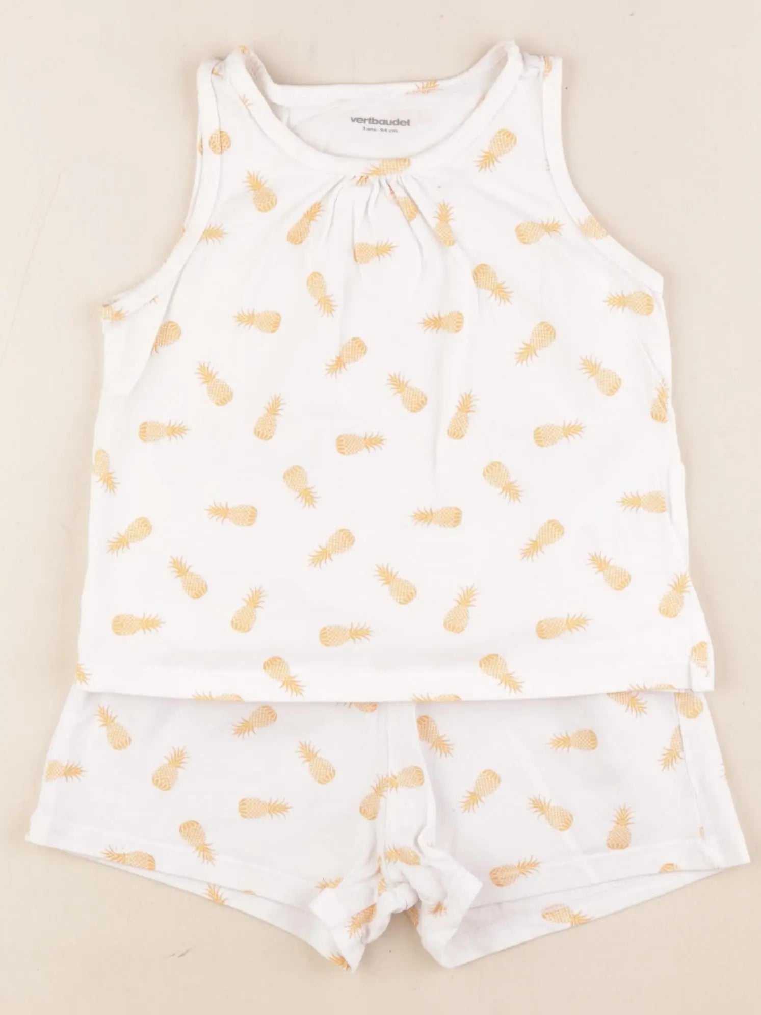 Vertbaudet - pyjama coton blanc, orange - 3 ans
