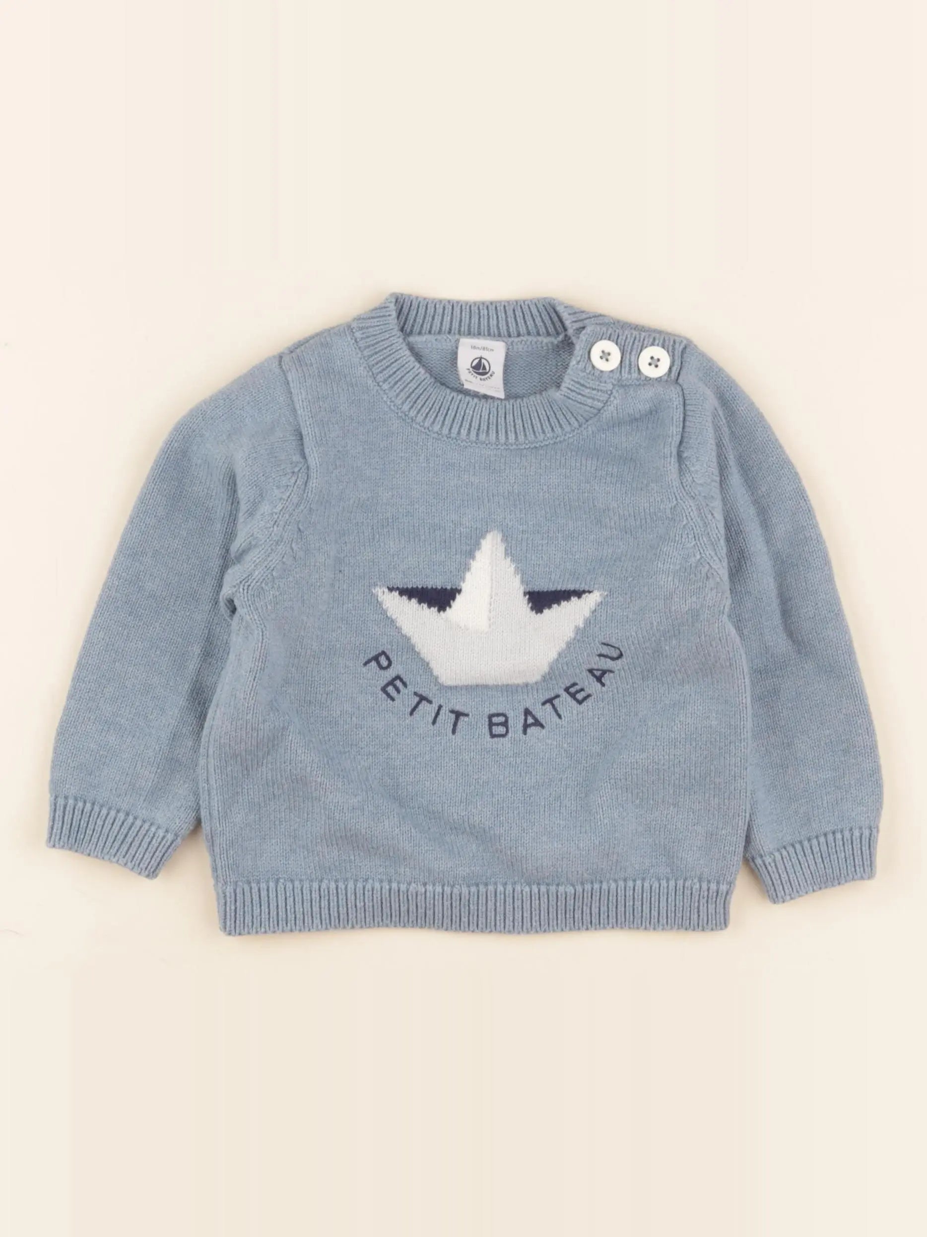 Petit Bateau - pull bleu - 18 mois
