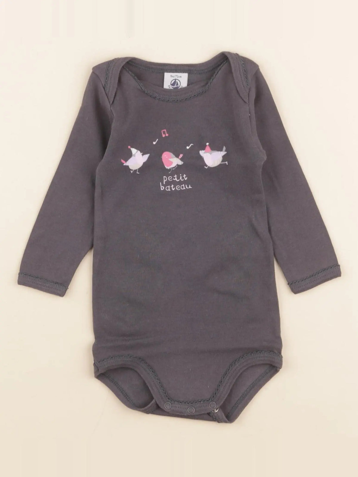 Petit Bateau - body gris - 9 mois