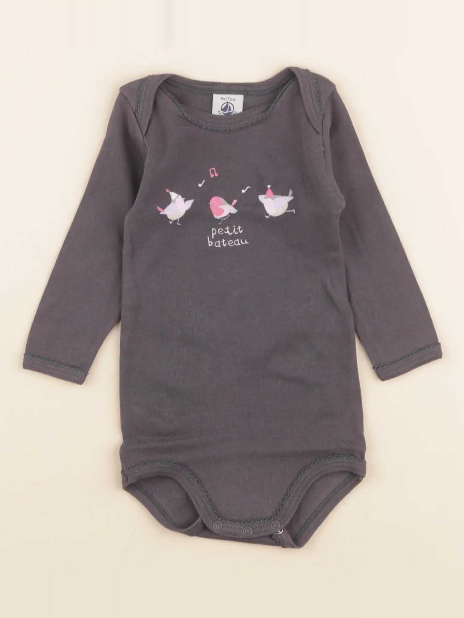 Petit Bateau - body gris - 9 mois