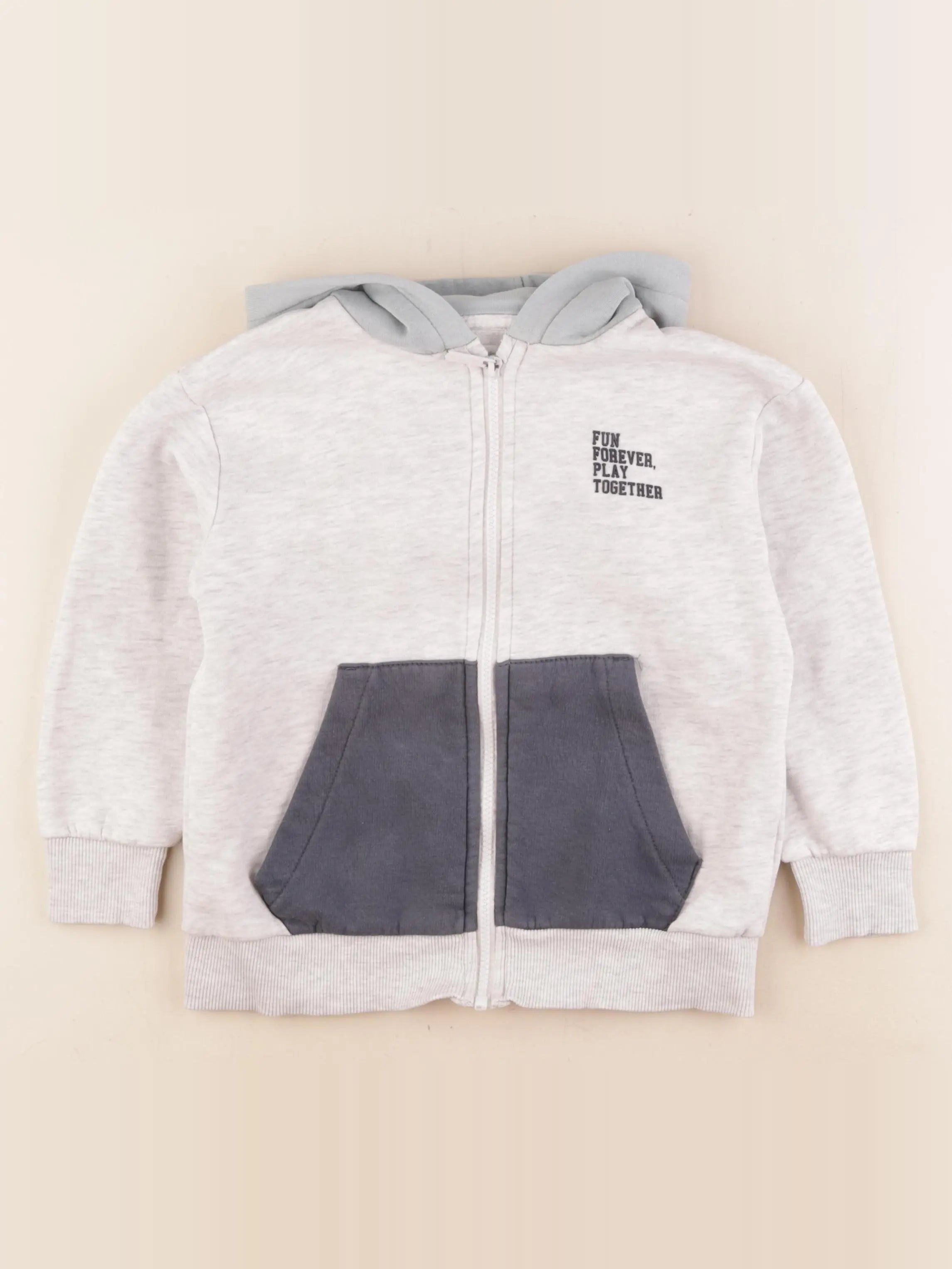 Vertbaudet - sweat bleu, gris - 8 ans
