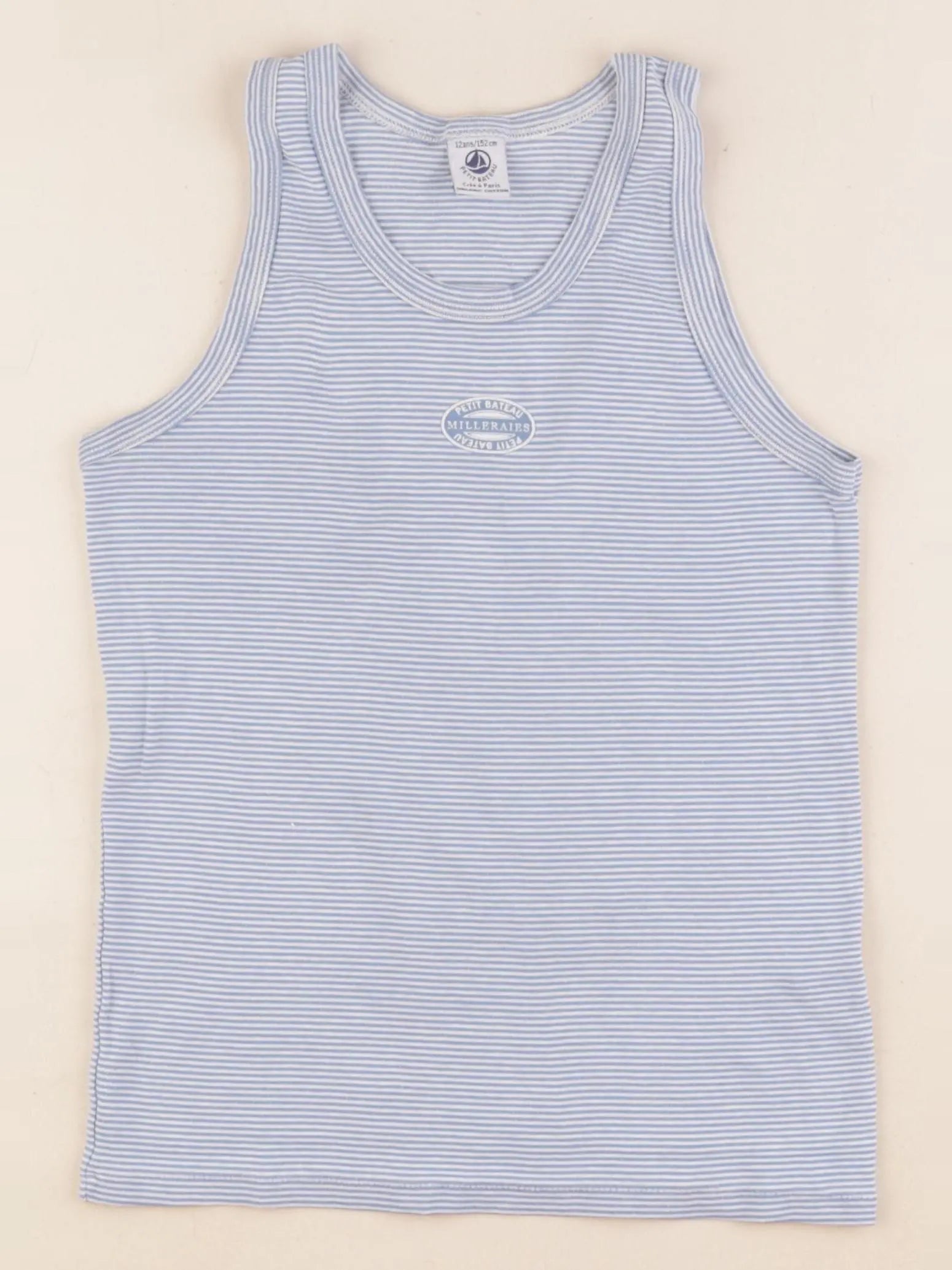 Petit Bateau - maillot de corps blanc, bleu - 12 ans