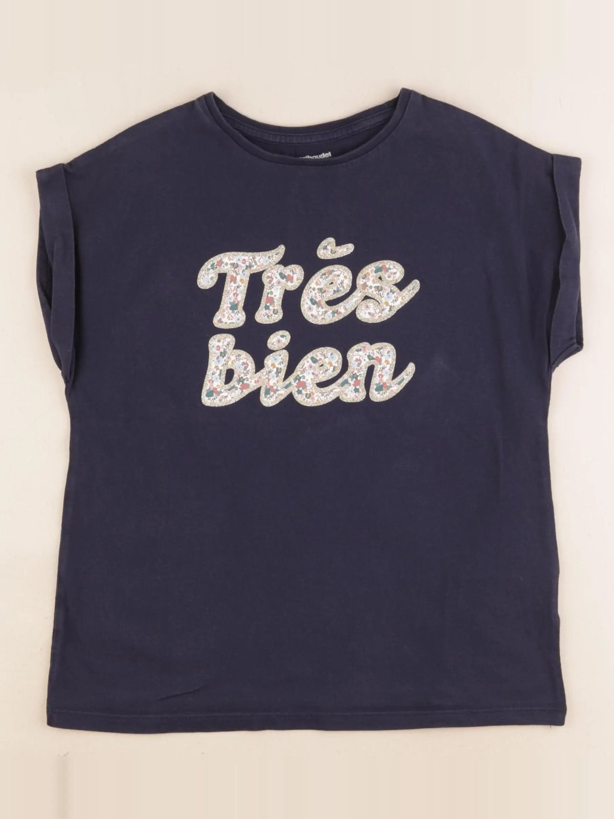 Vertbaudet - tee-shirt or, bleu - 10 ans