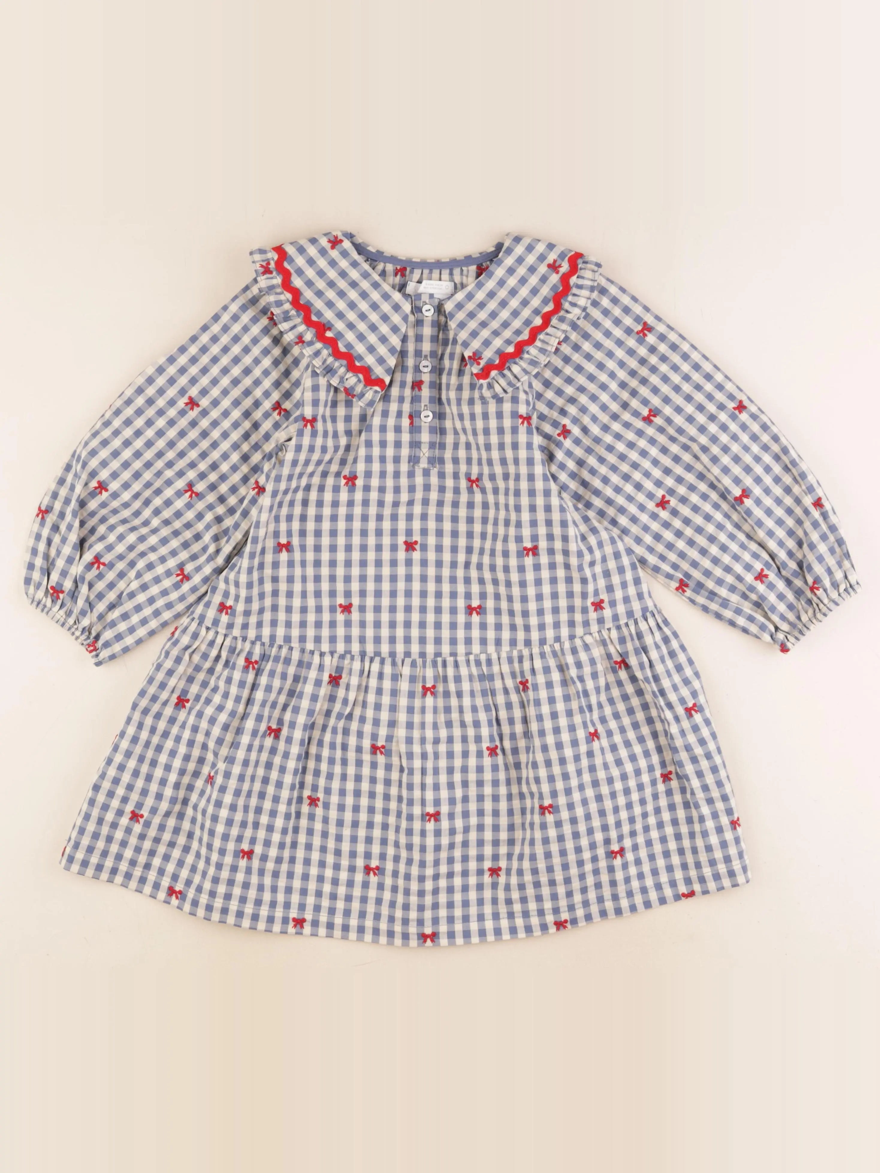 Zara - robe beige, bleu - 5 ans