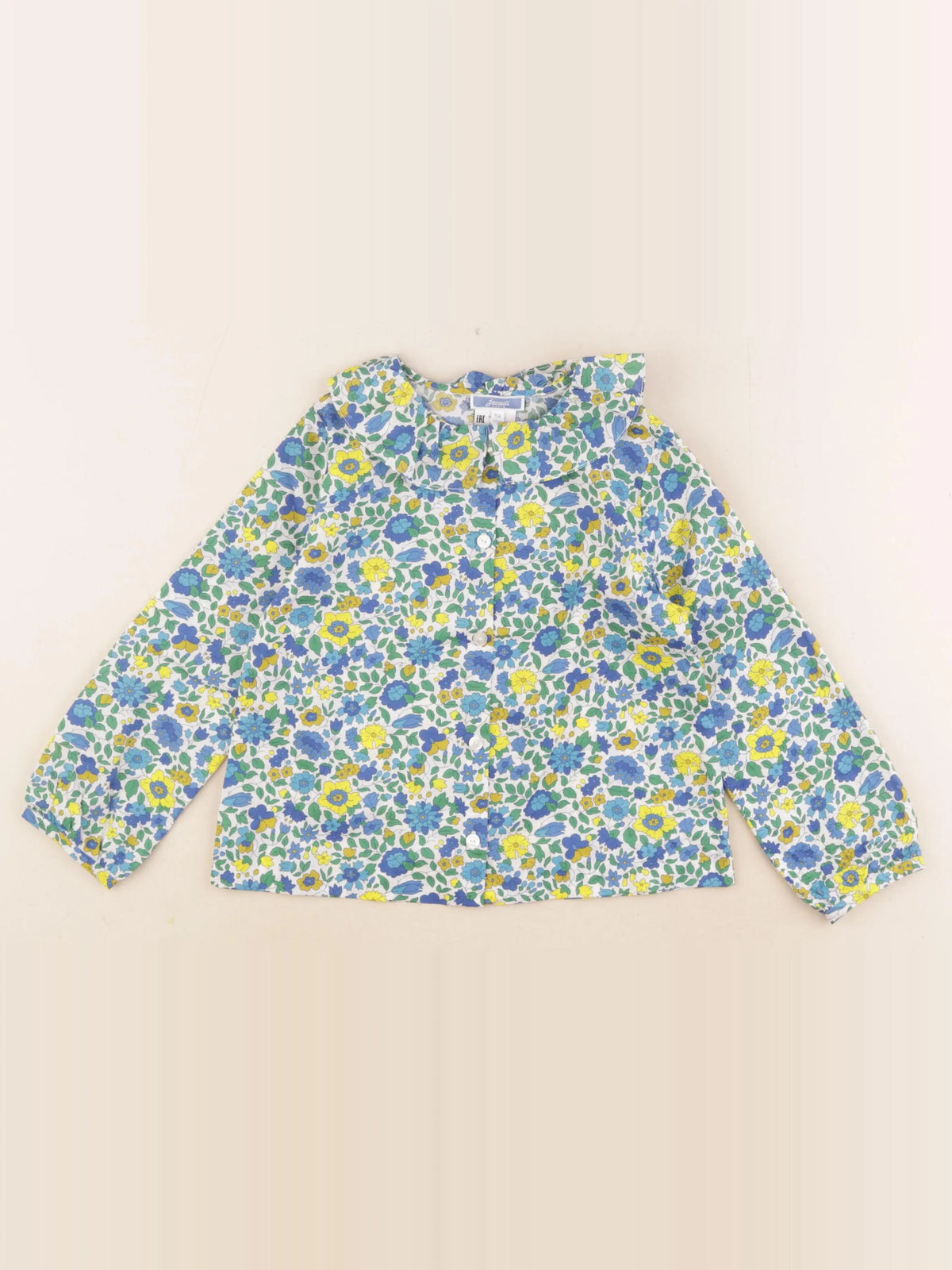 Jacadi - blouse liberty bleu, jaune - 5 ans