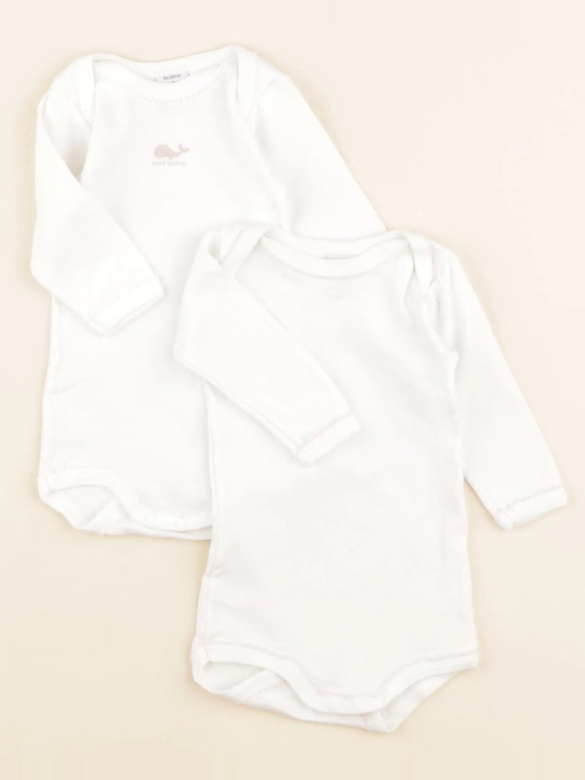 Petit Bateau - lot de 2 bodies en coton blanc - 3 mois