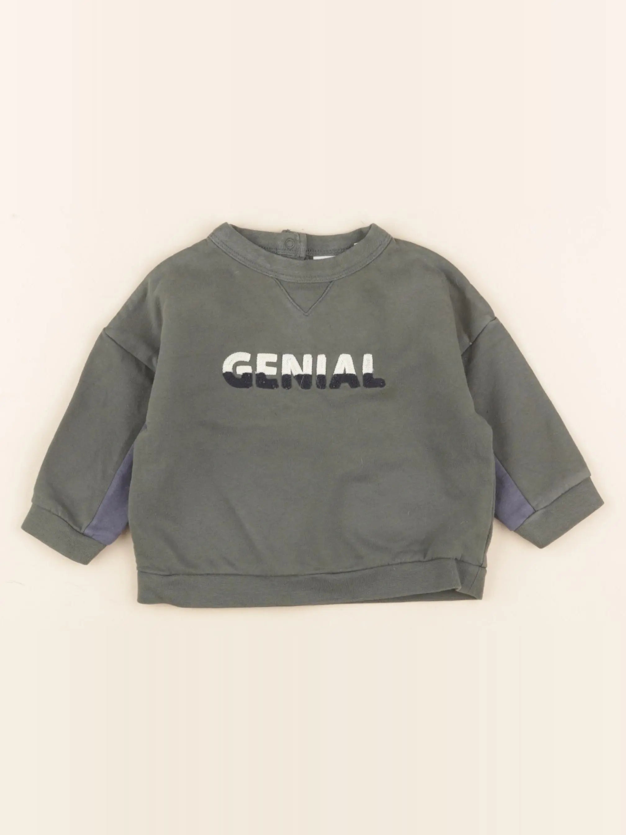 Vertbaudet - sweat vert - 9 mois