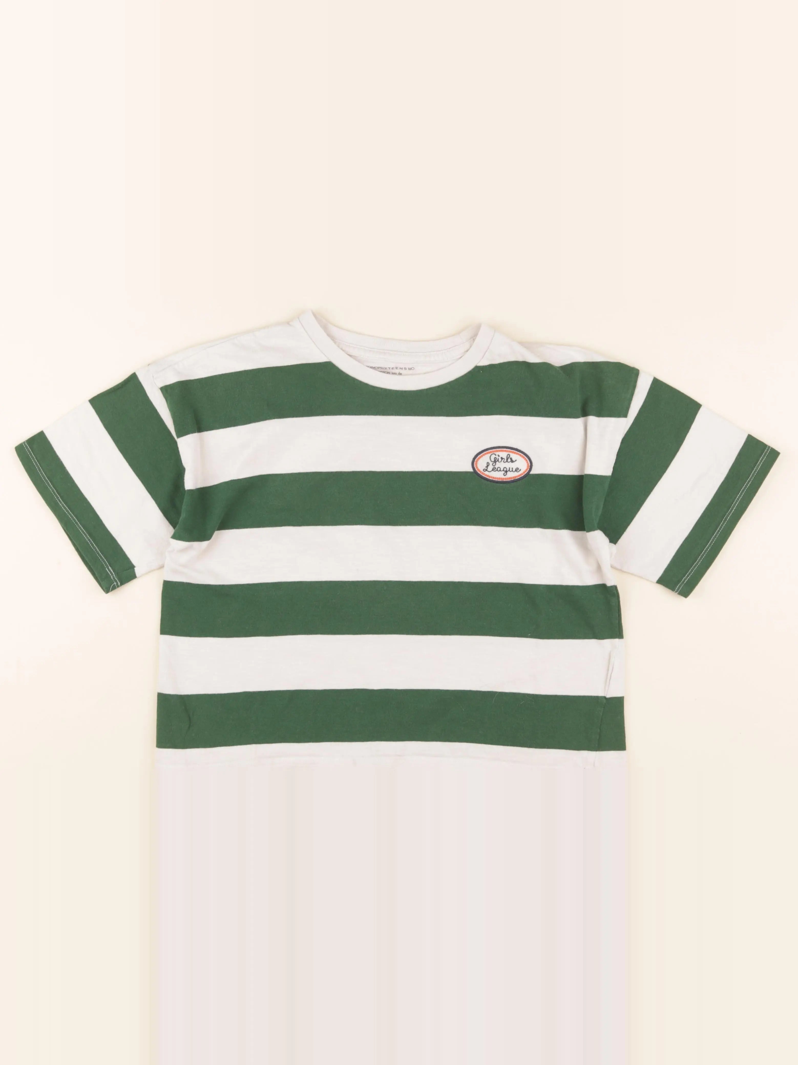 Monoprix - tee-shirt vert, blanc - 14 ans