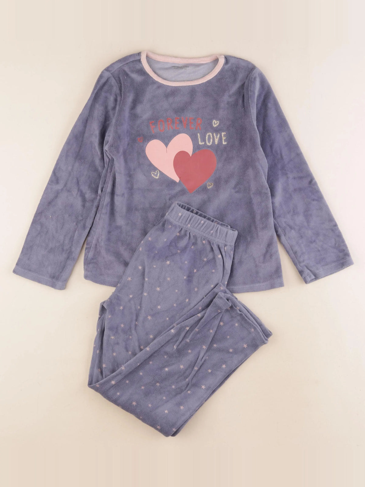 Vertbaudet - pyjama velours bleu - 8 ans