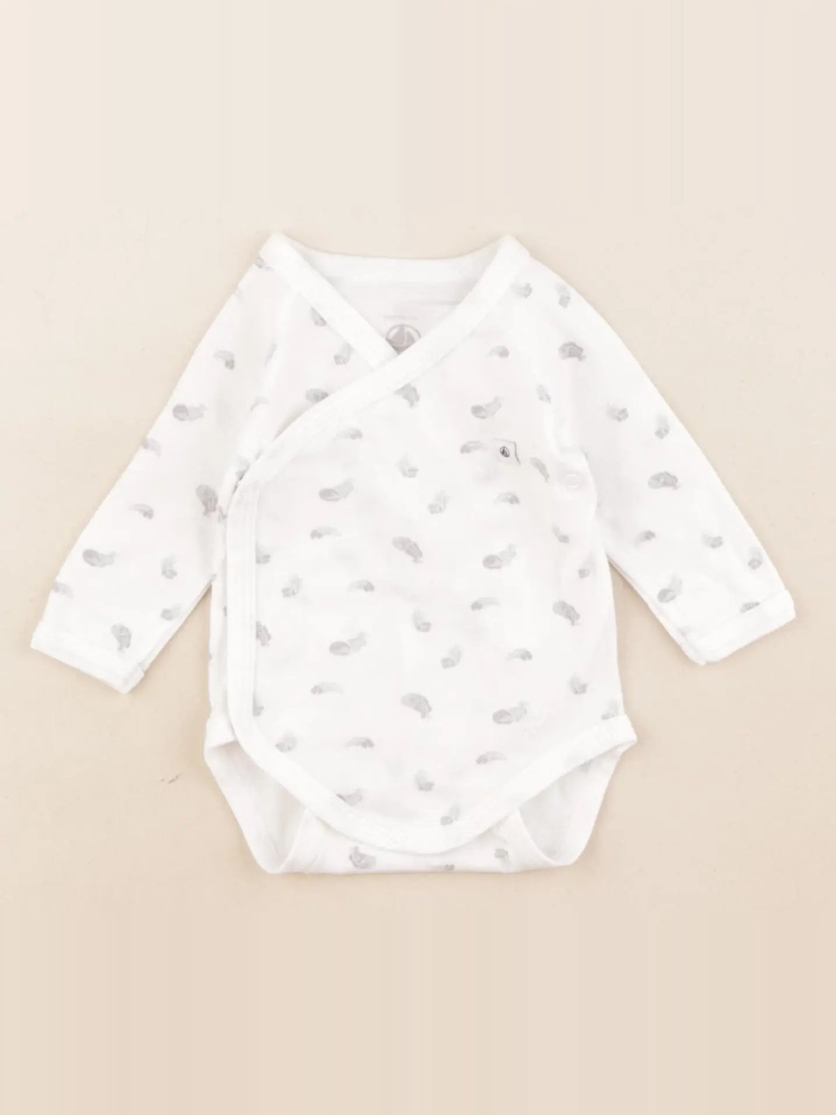 Petit Bateau - body blanc, gris - 1 mois