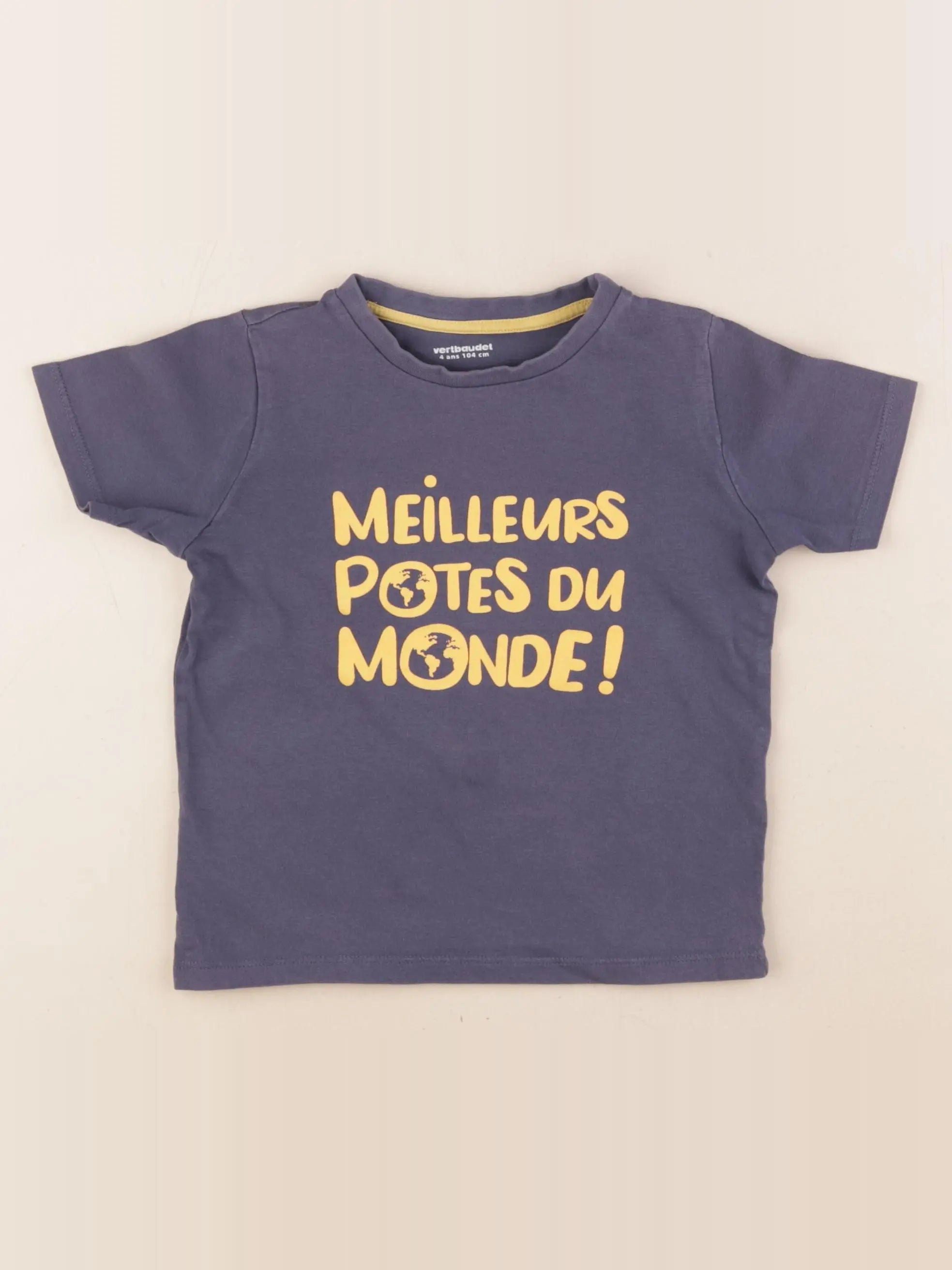 Vertbaudet - tee-shirt bleu, jaune - 4 ans