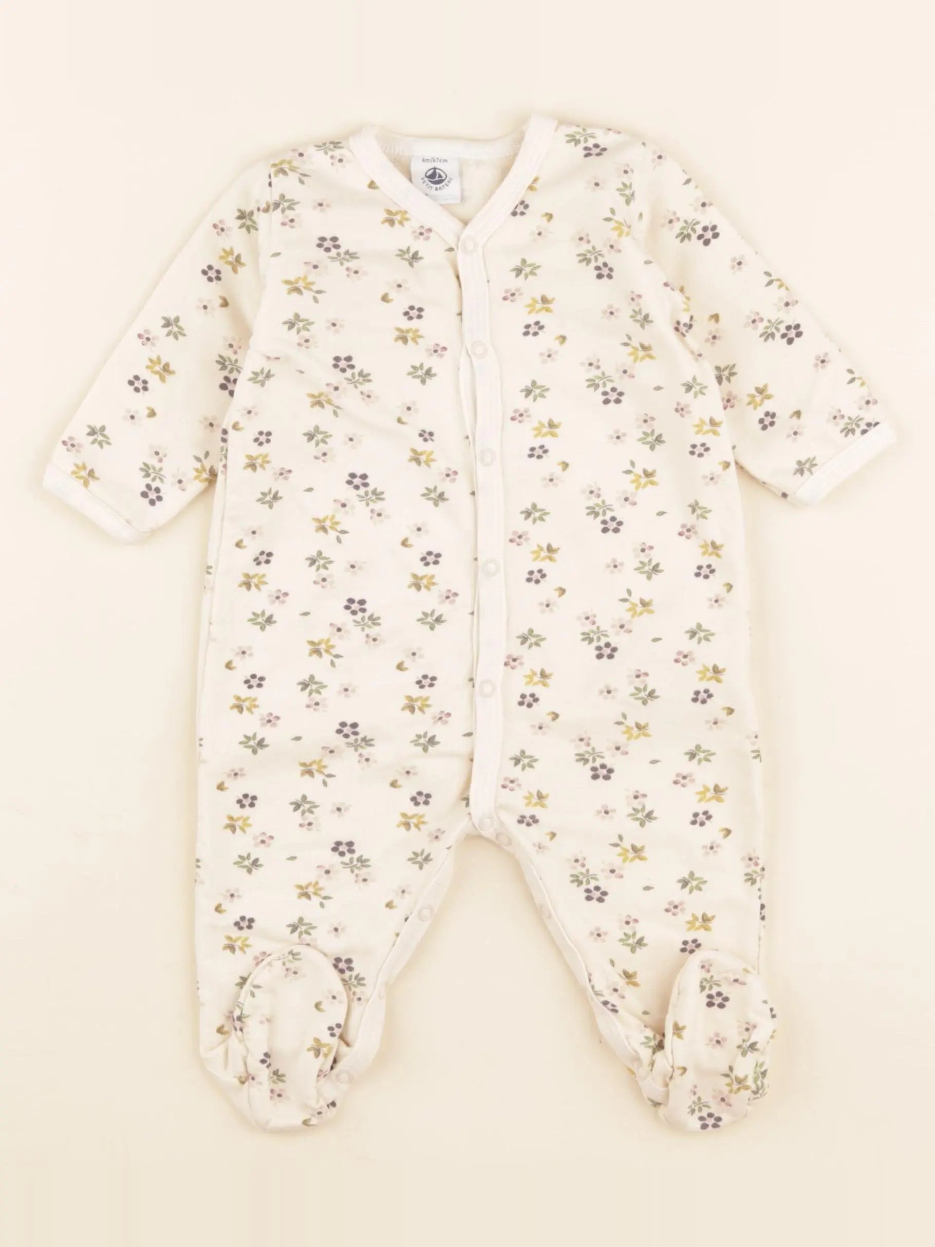 Petit Bateau - pyjama coton beige - 6 mois