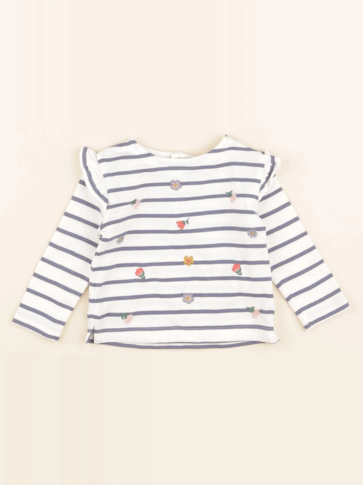 Boutchou - tee-shirt bleu, blanc - 9 mois