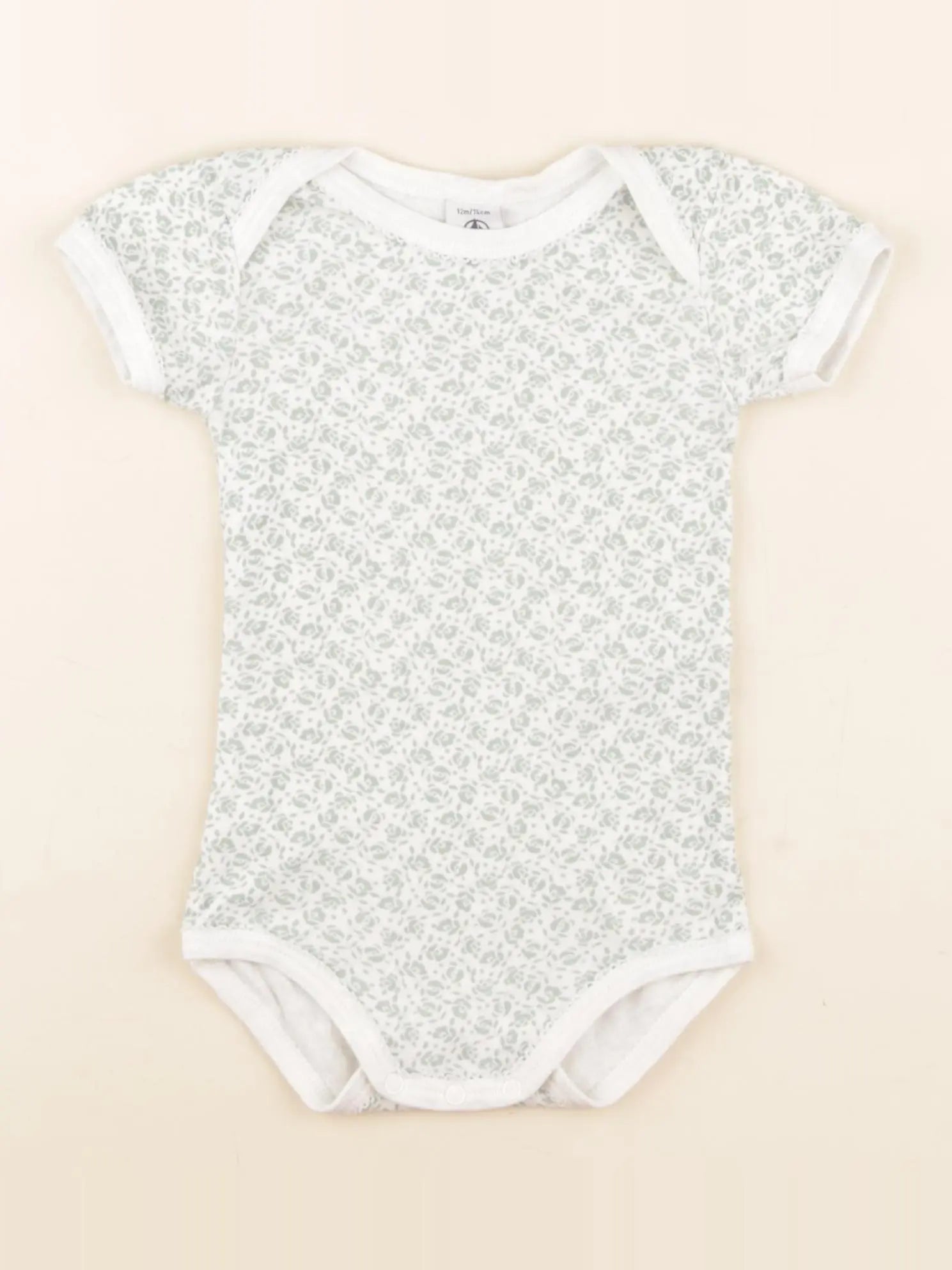 Petit Bateau - body blanc, vert - 12 mois