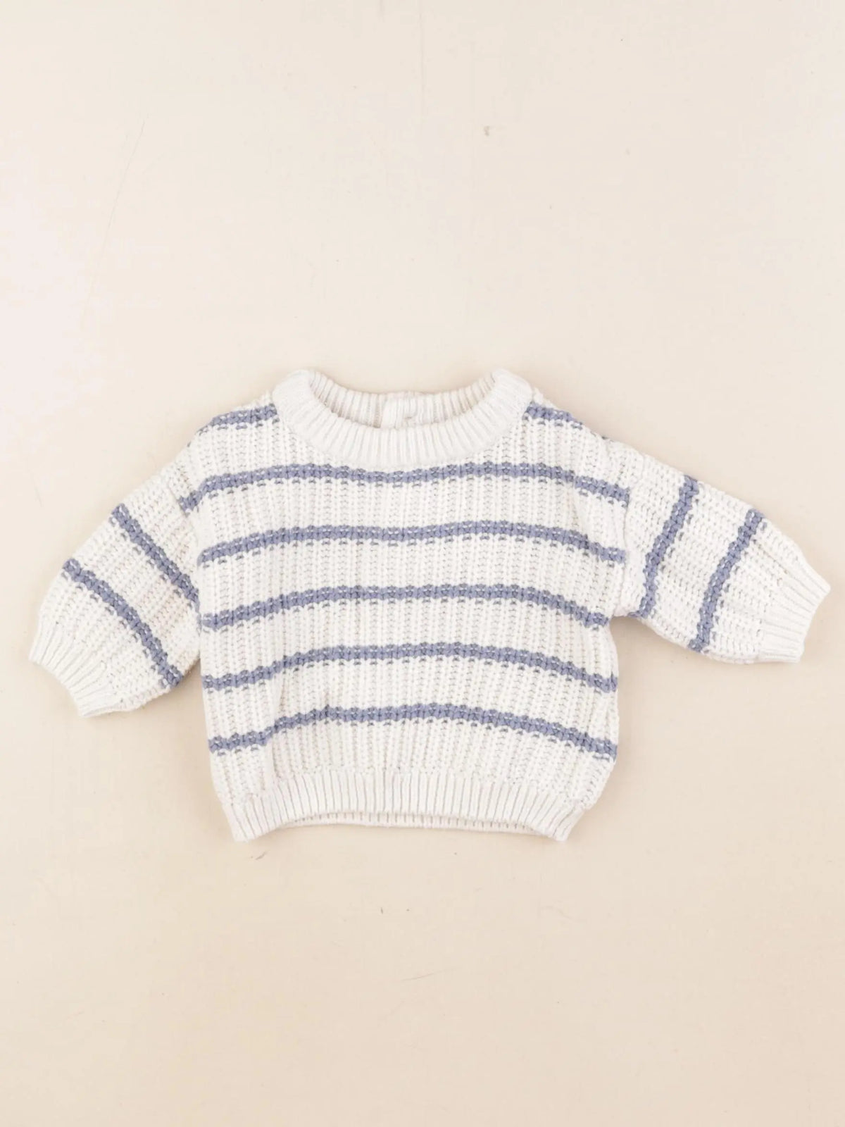 Vertbaudet - pull blanc, bleu - 1 mois