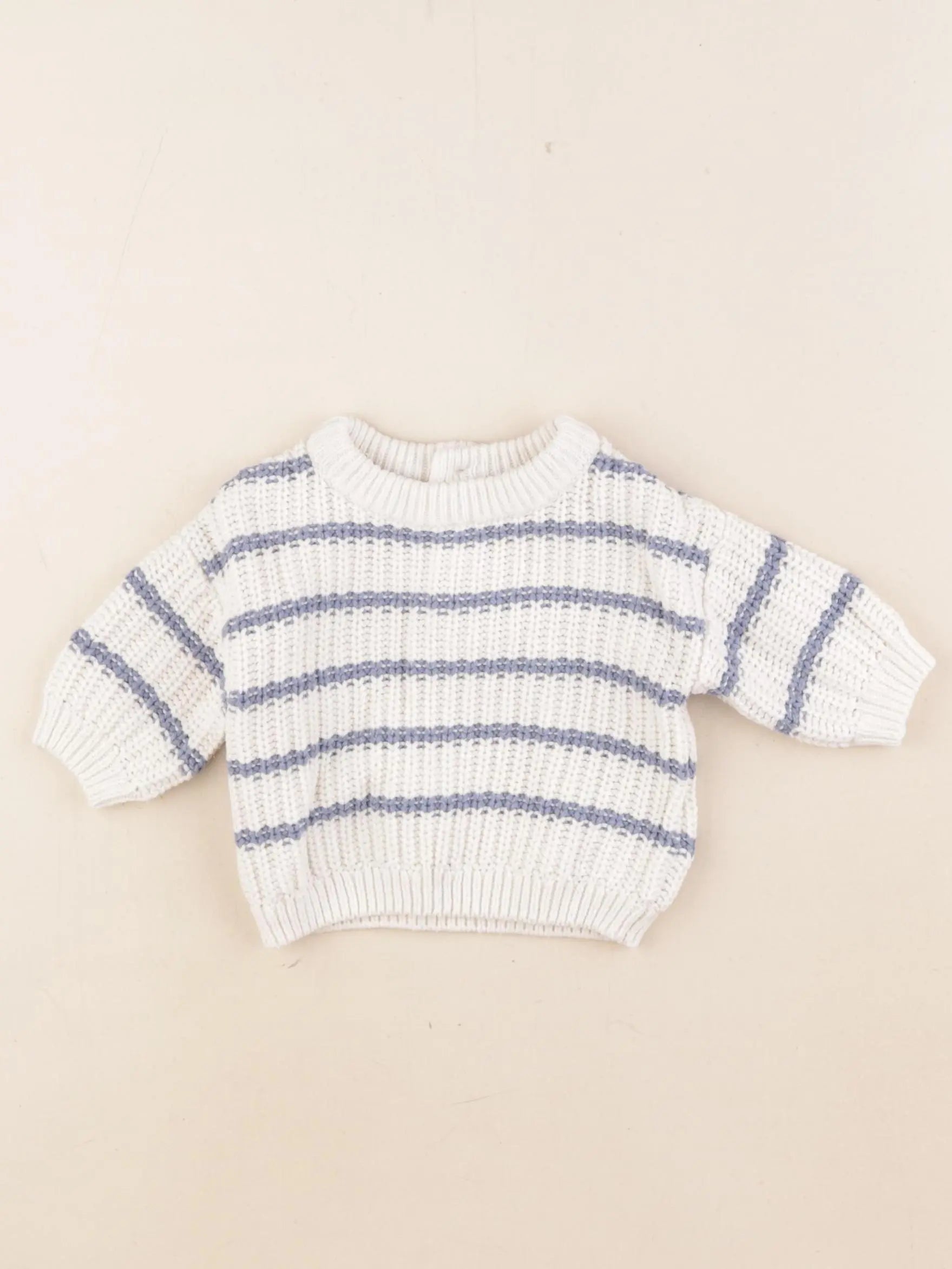Vertbaudet - pull blanc, bleu - 1 mois