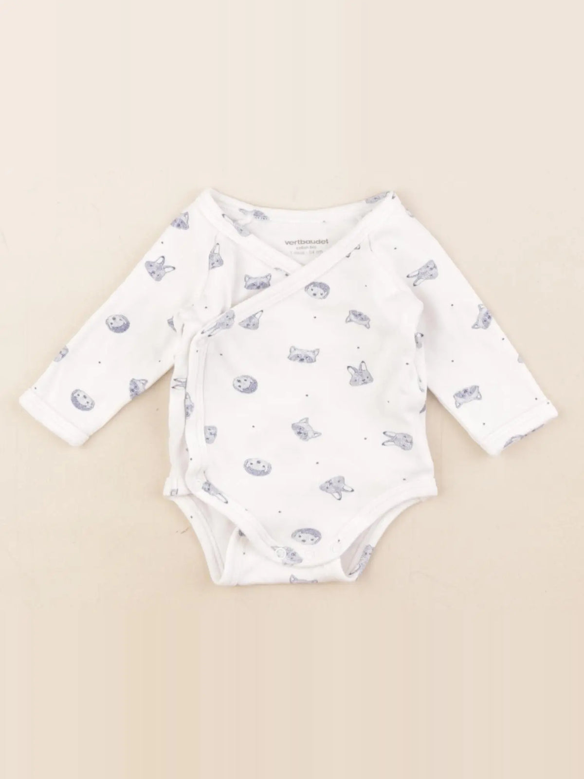 Vertbaudet - body blanc, bleu - 1 mois