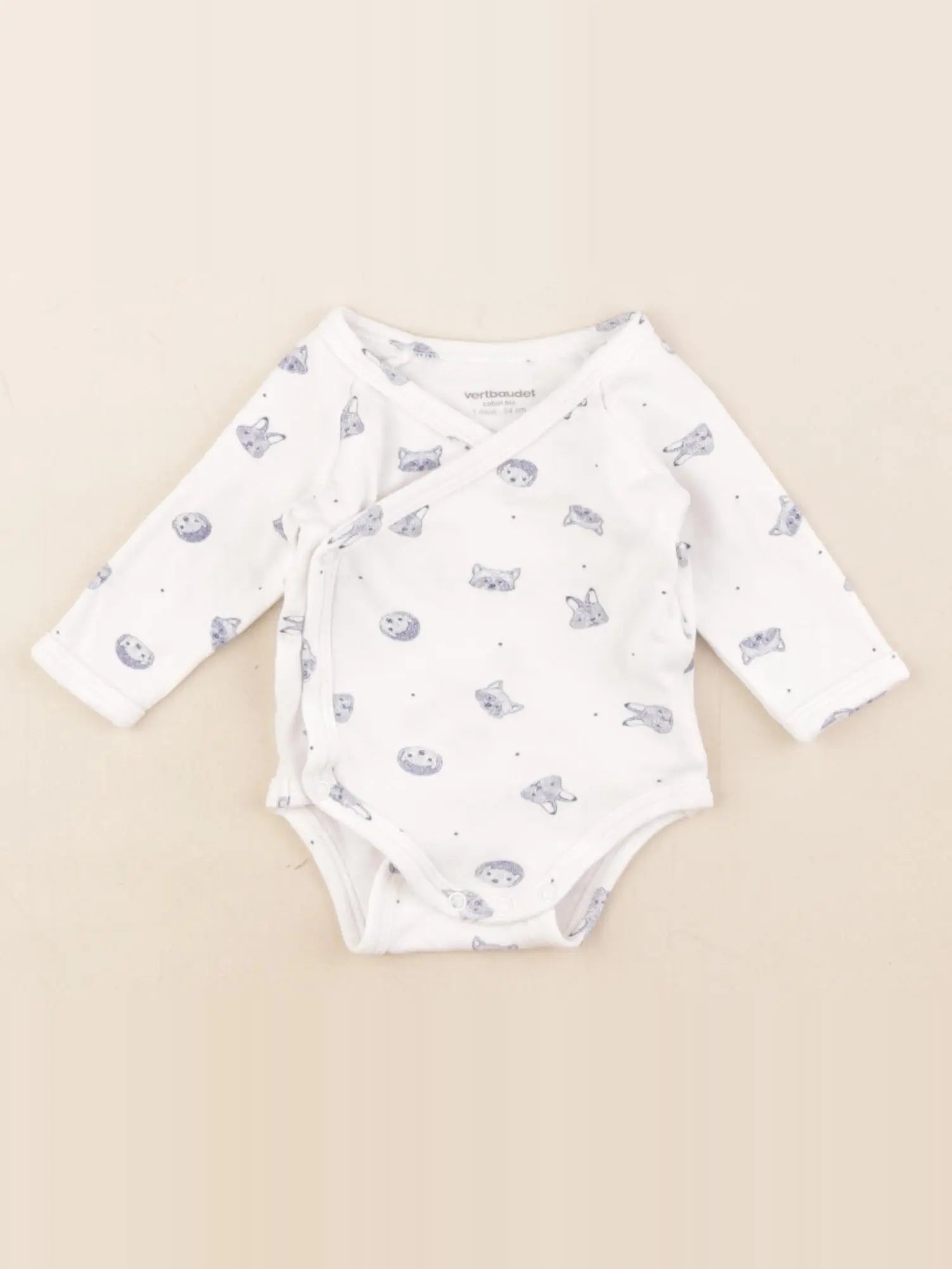 Vertbaudet - body blanc, bleu - 1 mois