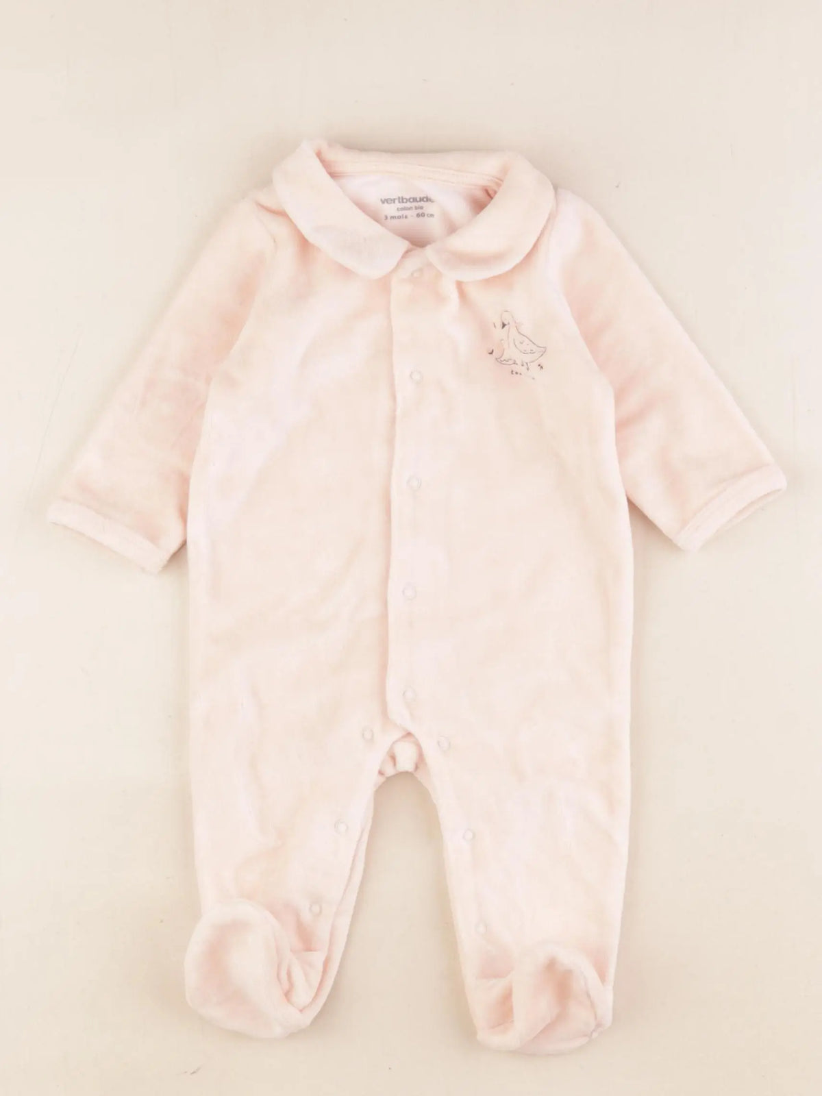 Vertbaudet - pyjama velours rose - 3 mois