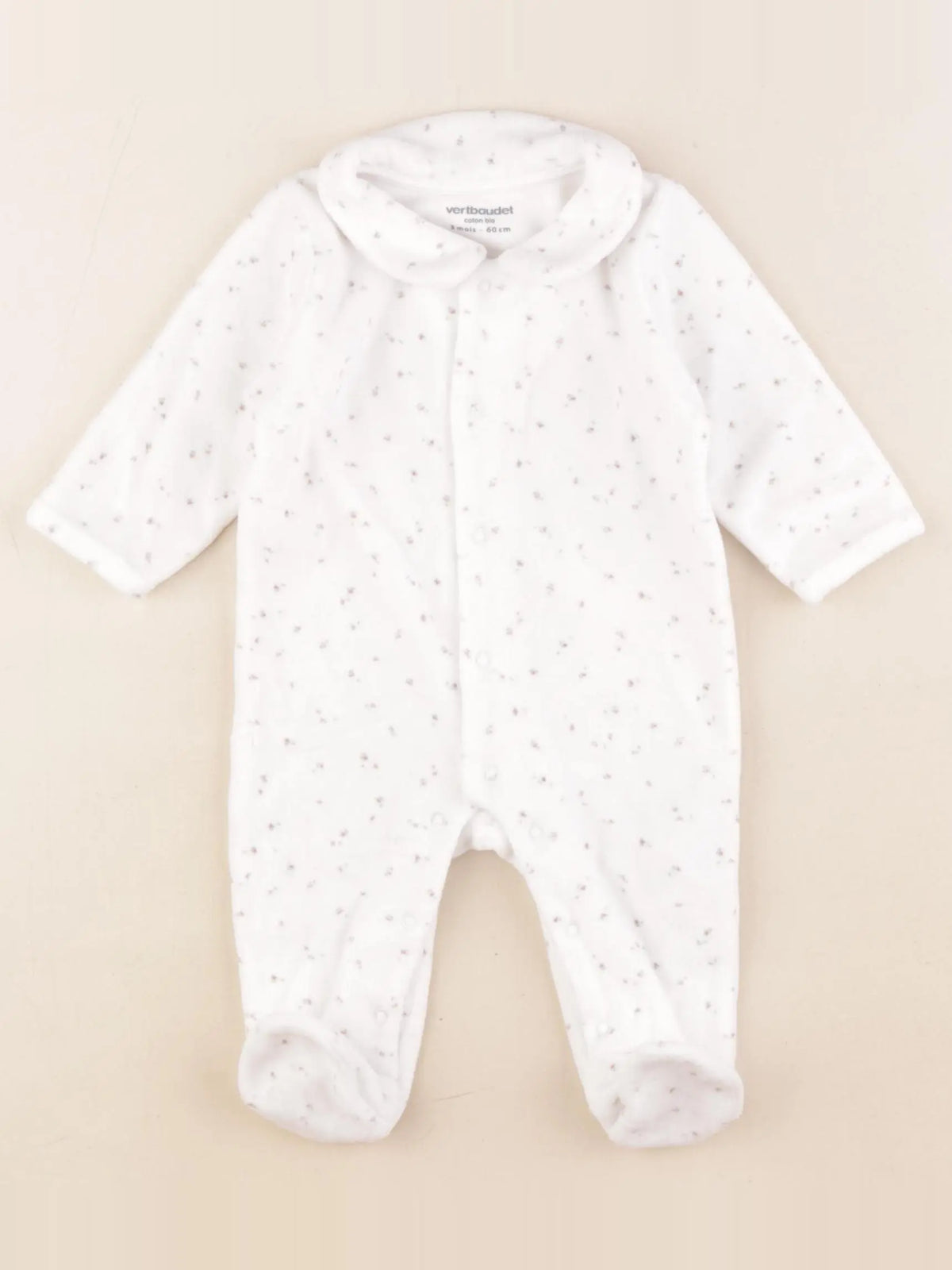 Vertbaudet - pyjama velours blanc - 3 mois