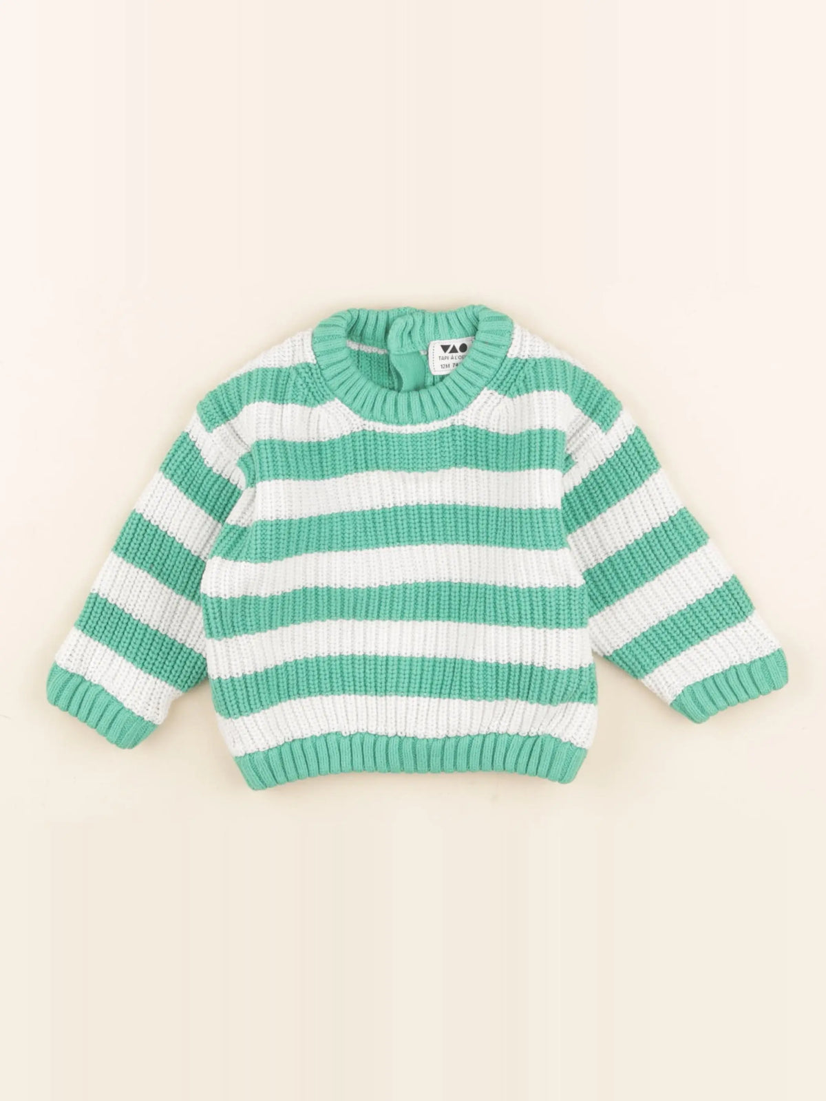 Tape à l'oeil - pull blanc, vert - 12 mois
