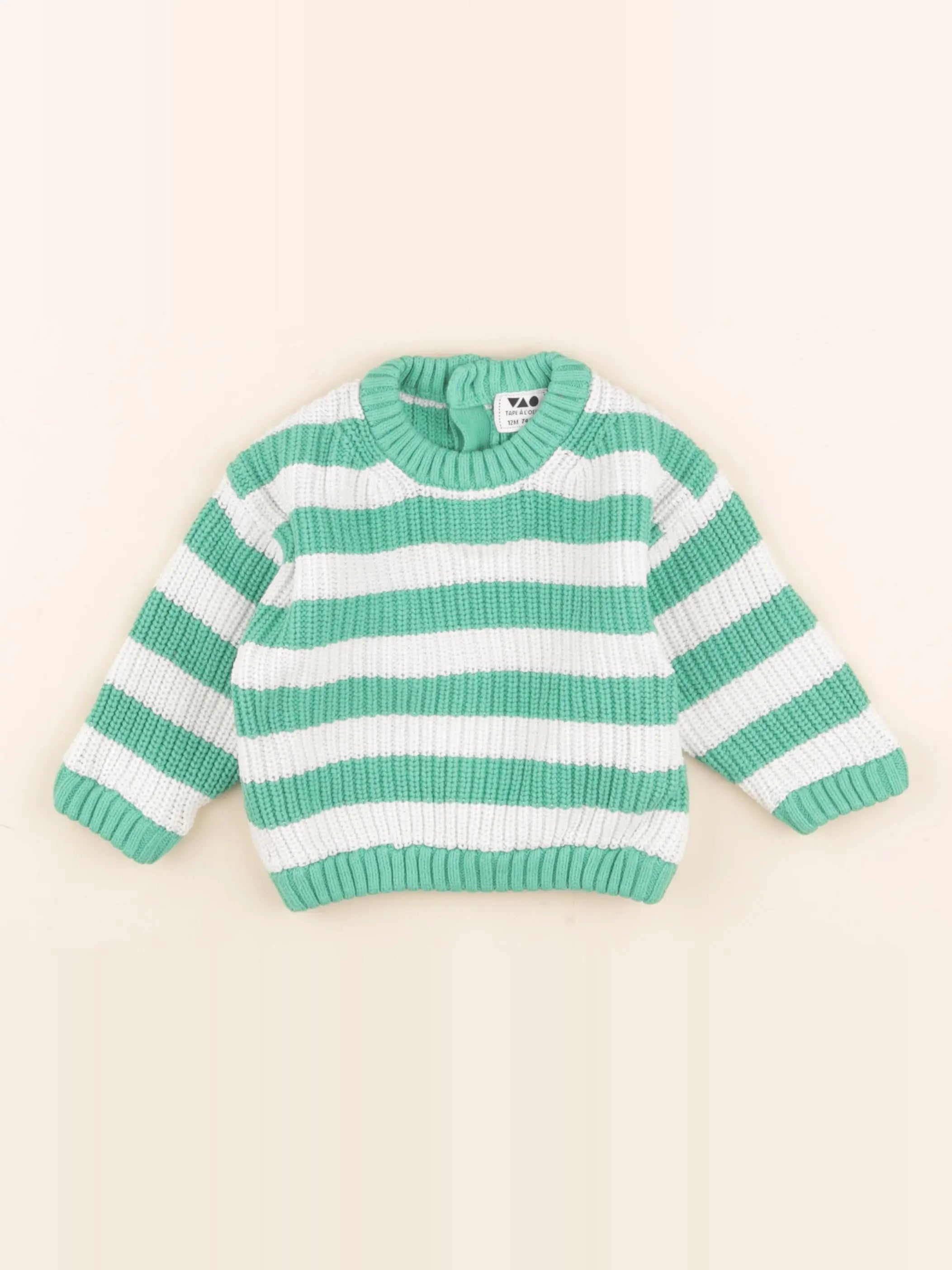 Tape à l'oeil - pull blanc, vert - 12 mois