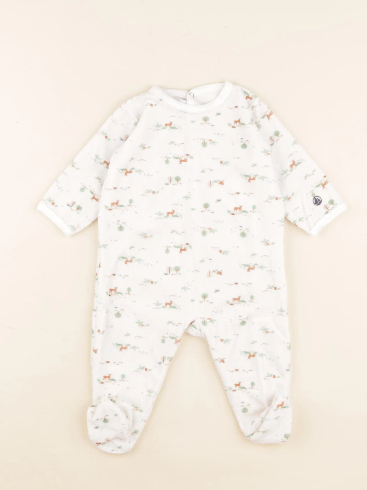 Petit Bateau - pyjama velours blanc - 6 mois