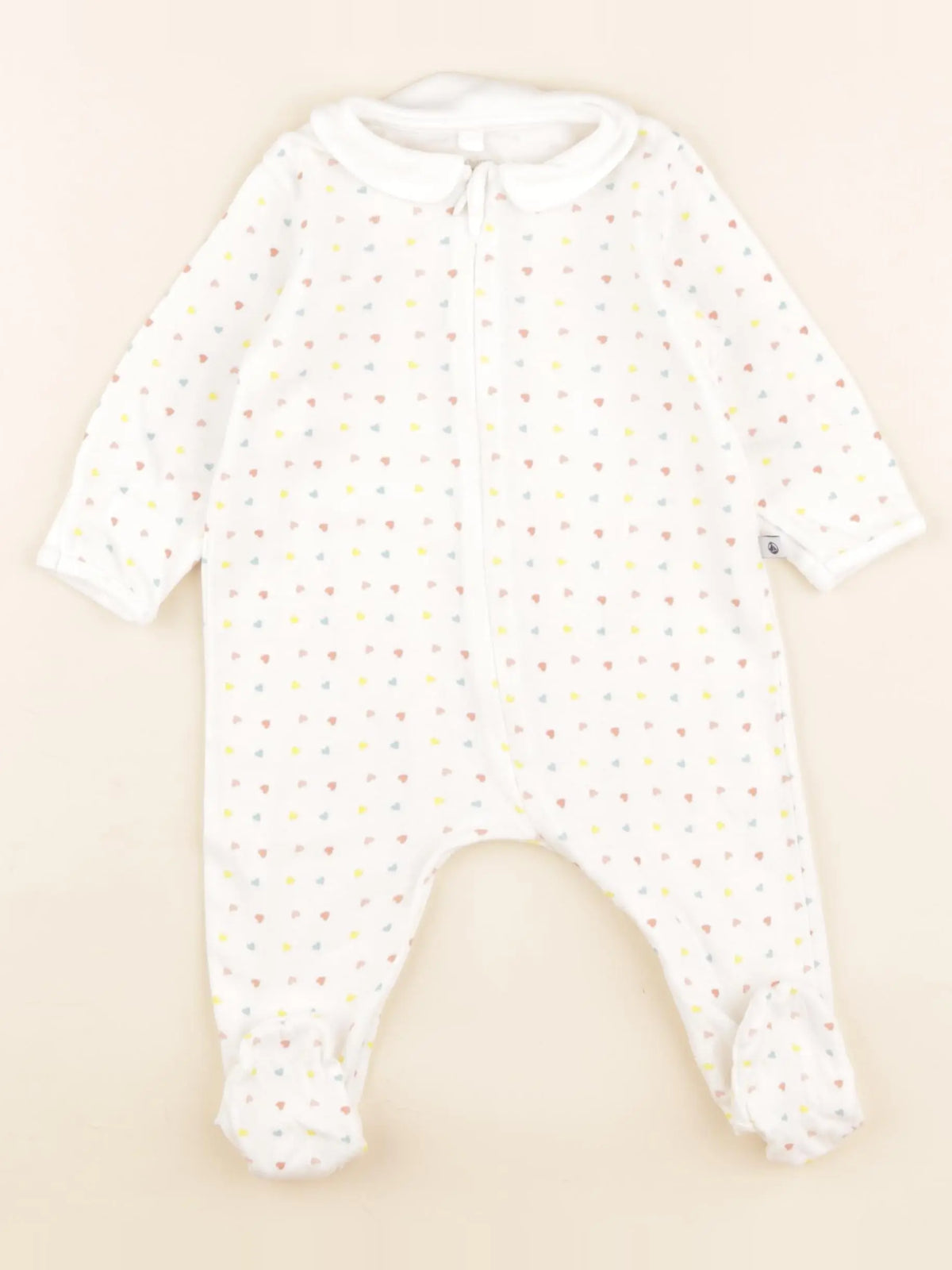 Petit Bateau - pyjama velours blanc, multicolore - 6 mois
