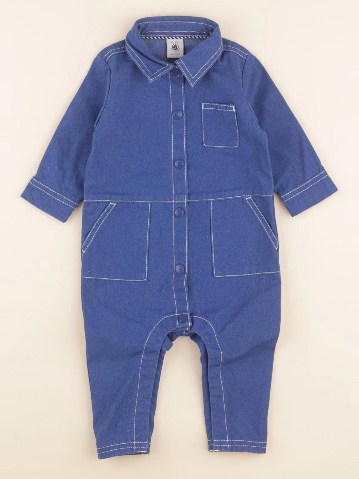 Petit Bateau - combinaison bleu - 6 mois