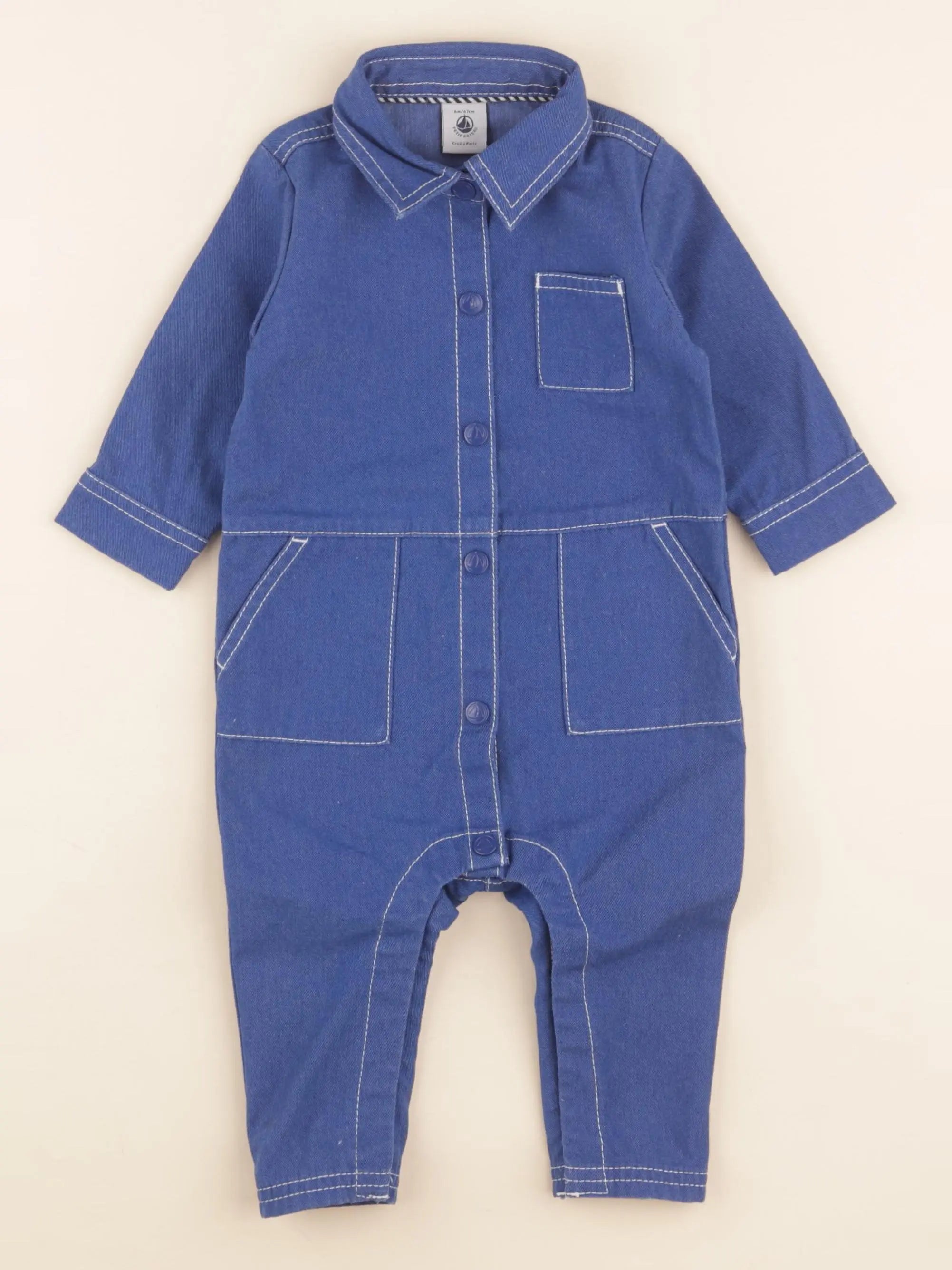 Petit Bateau - combinaison bleu - 6 mois