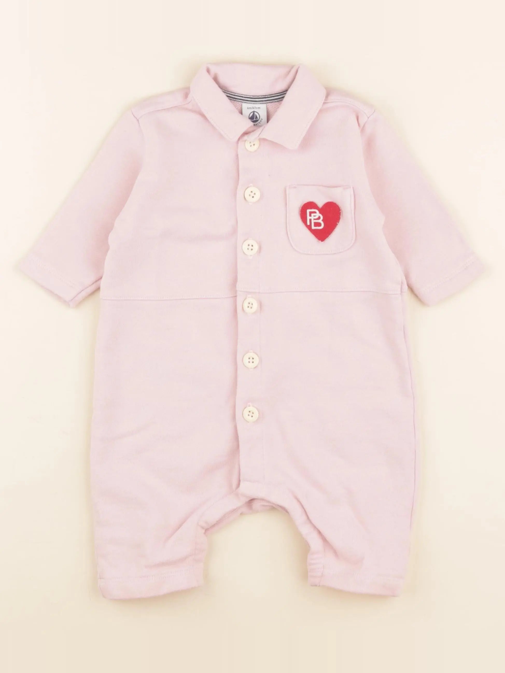 Petit Bateau - combinaison rose - 6 mois