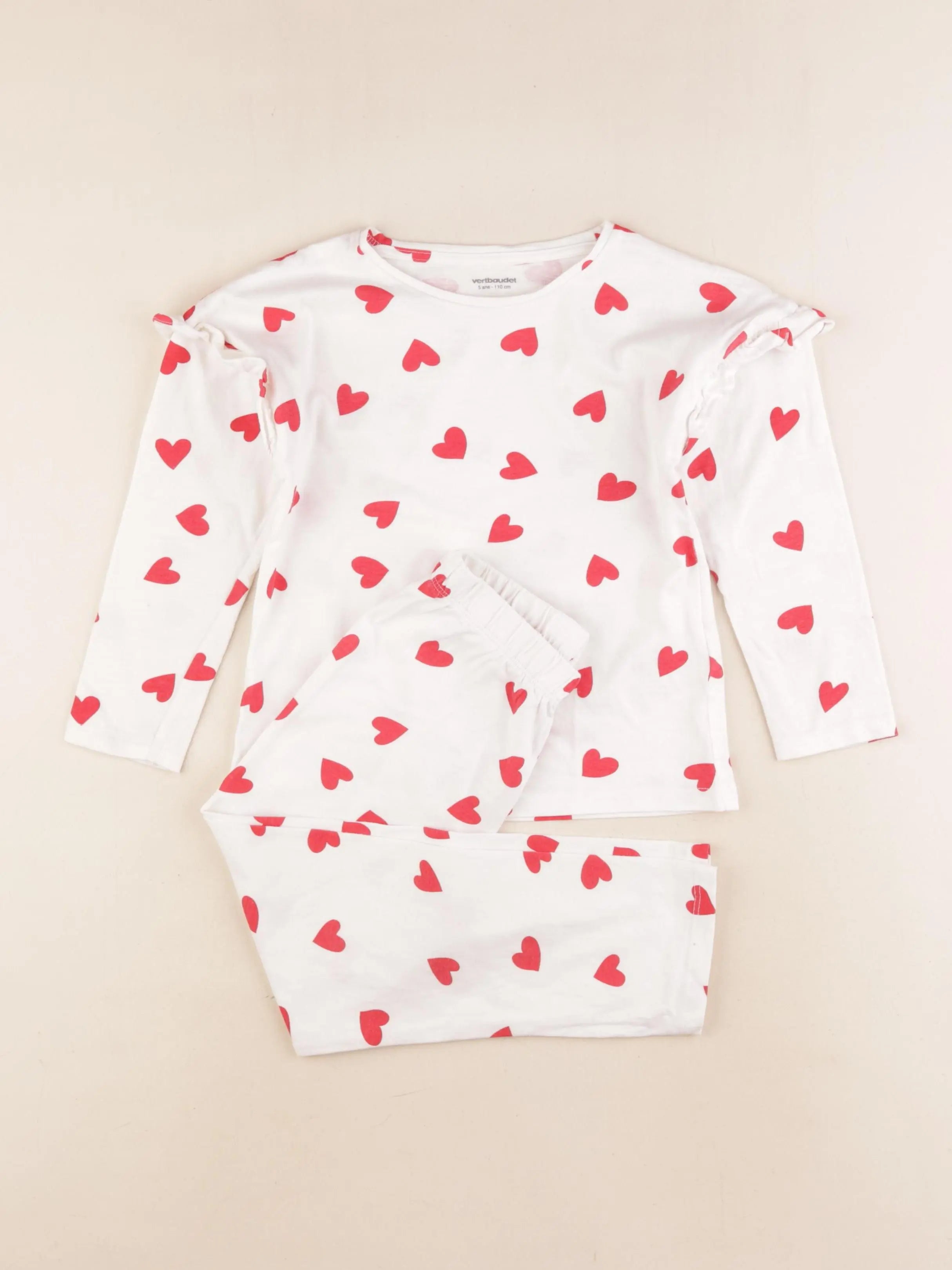 Vertbaudet - pyjama coton rouge - 5 ans