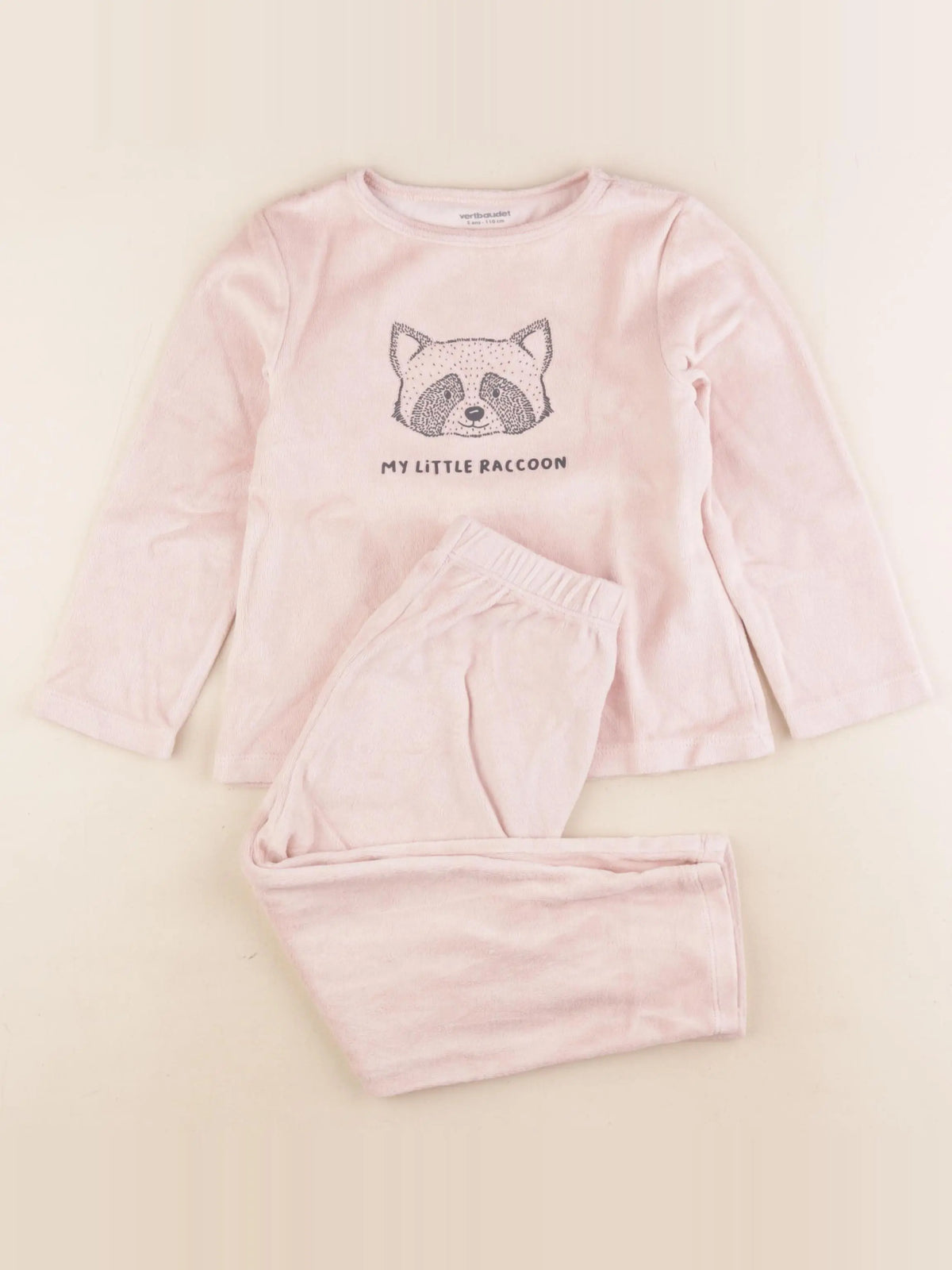 Vertbaudet - pyjama velours rose - 5 ans