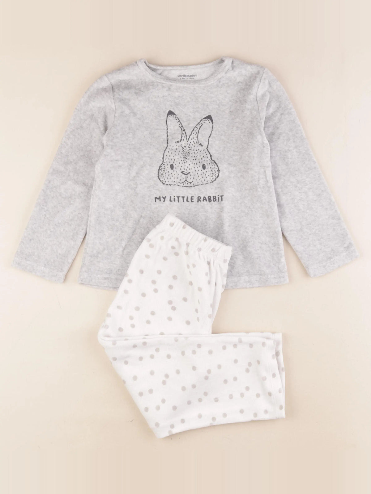 Vertbaudet - pyjama velours gris - 5 ans
