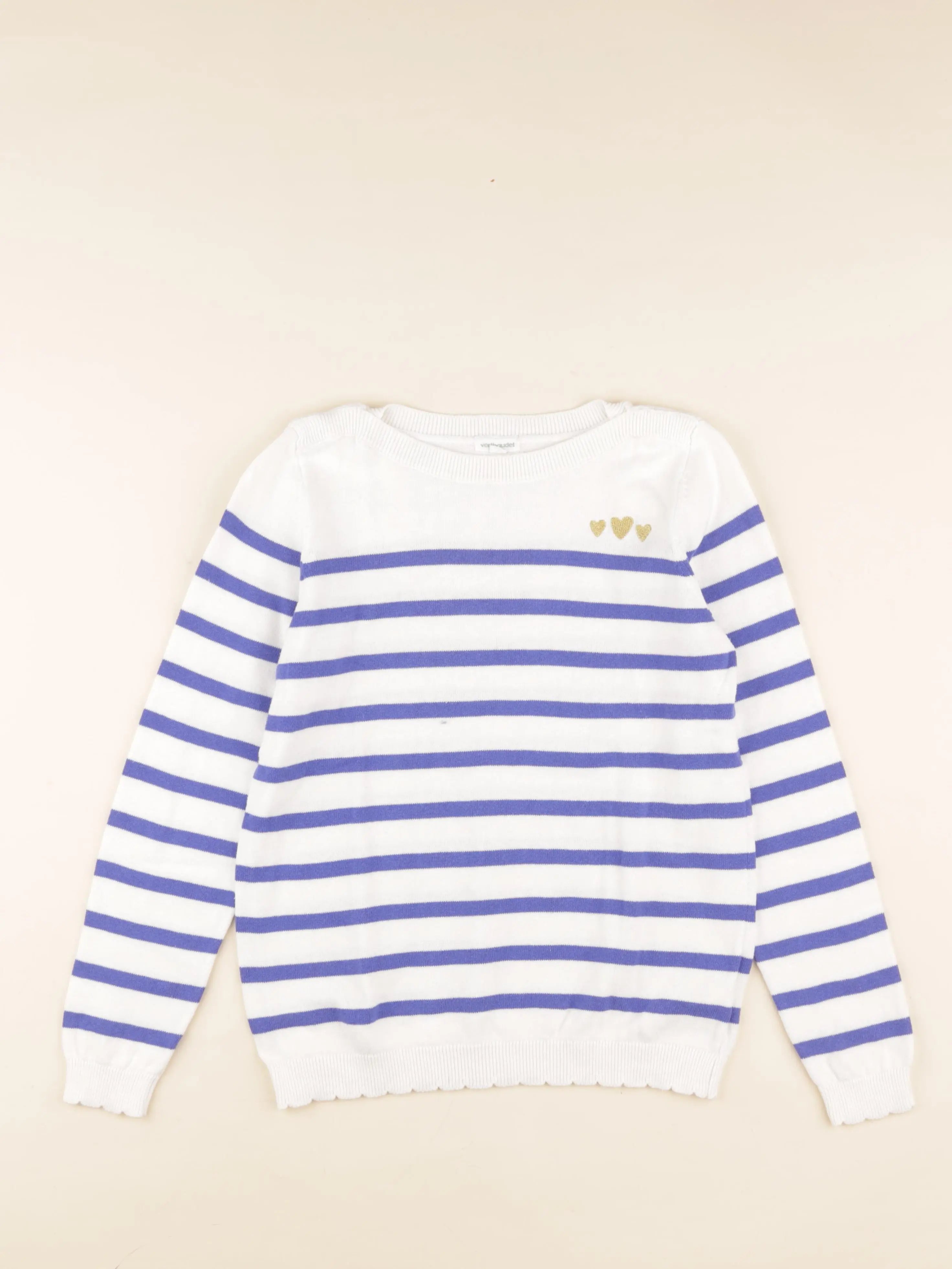 Vertbaudet - pull bleu, blanc - 12 ans