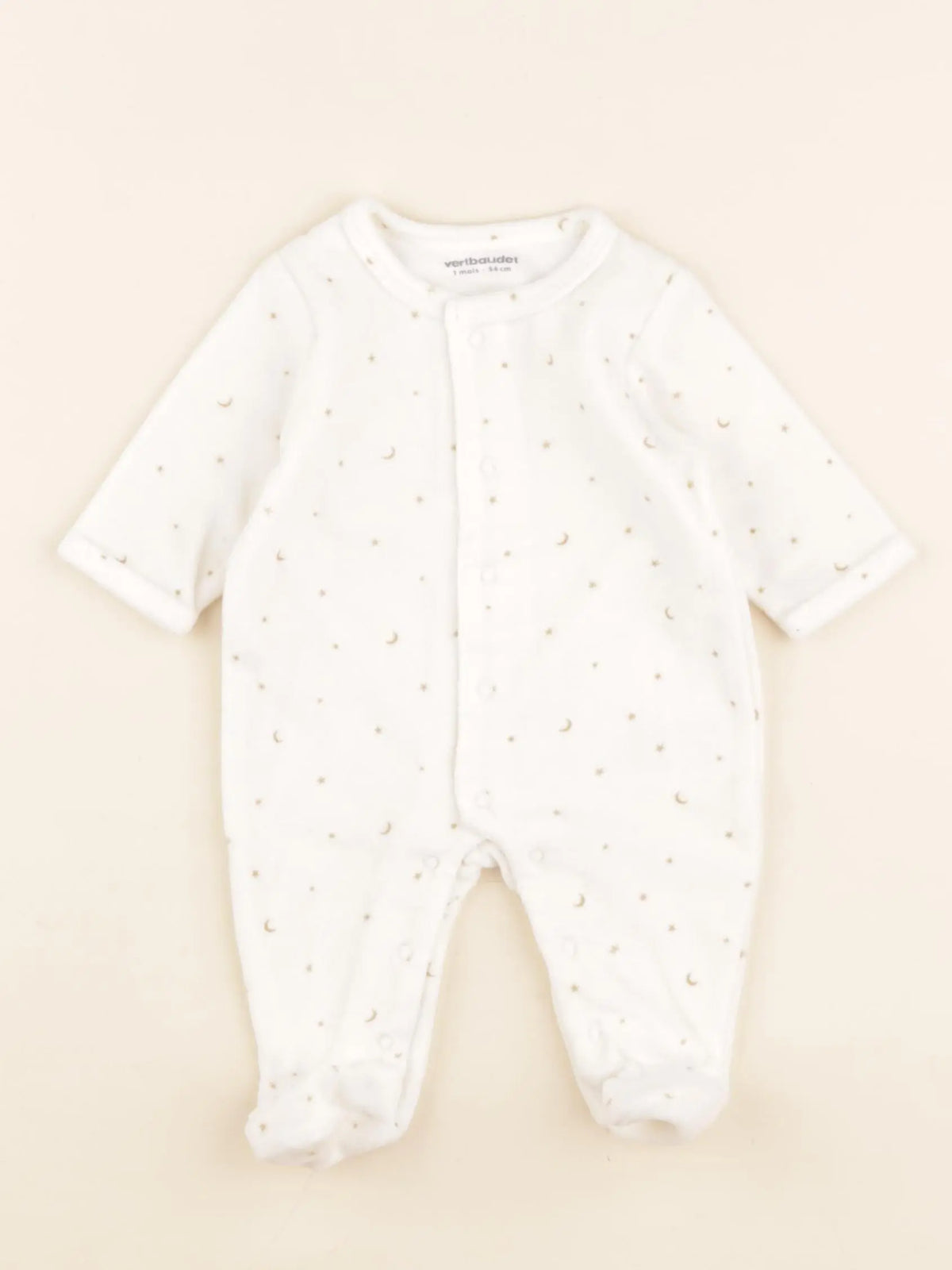 Vertbaudet - pyjama velours blanc, or - 1 mois