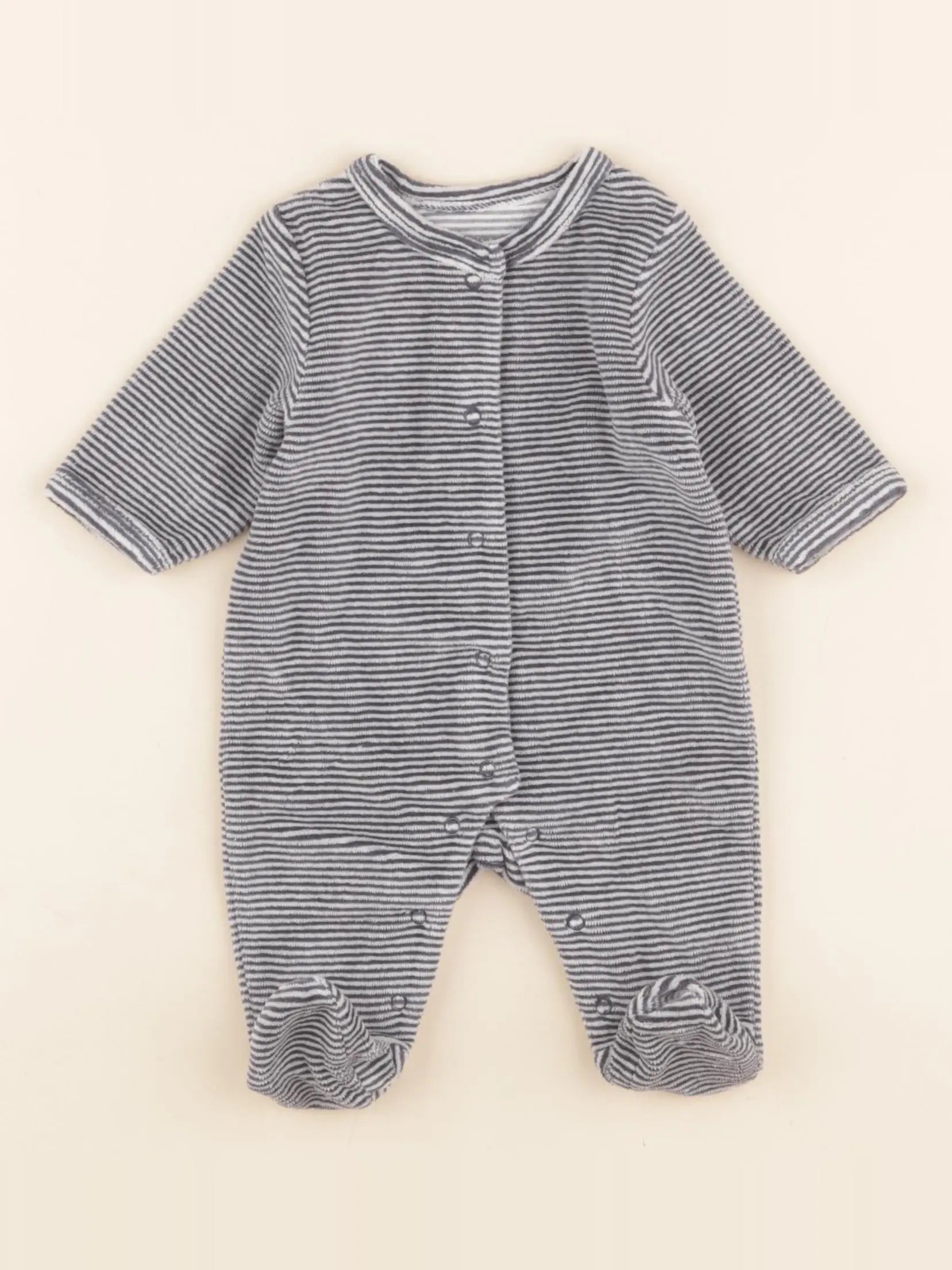 Vertbaudet - pyjama velours blanc, bleu - 1 mois