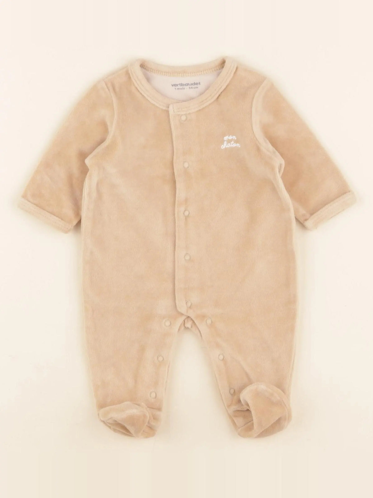 Vertbaudet - pyjama velours marron - 1 mois