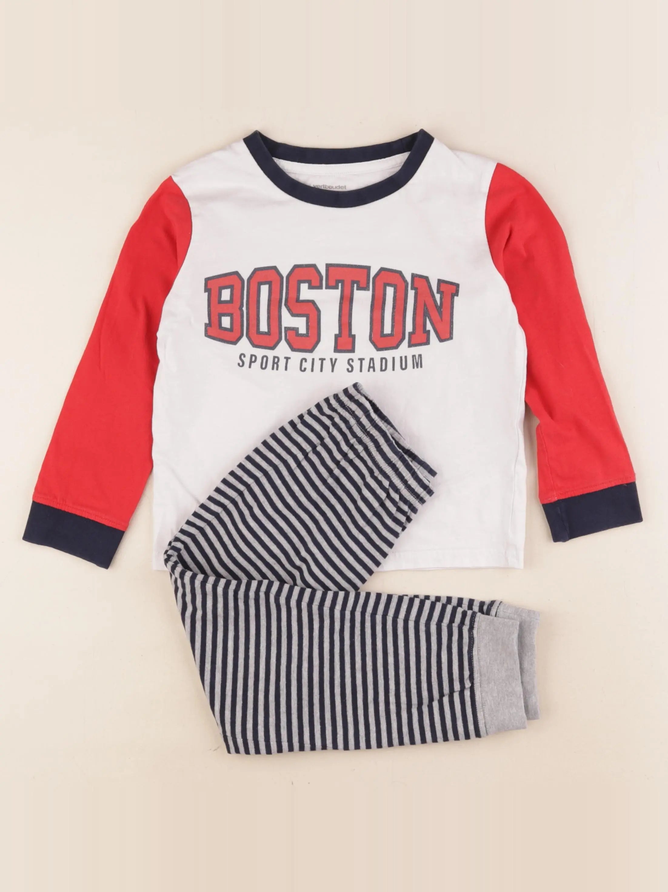 Vertbaudet - pyjama coton bleu, rouge - 5 ans