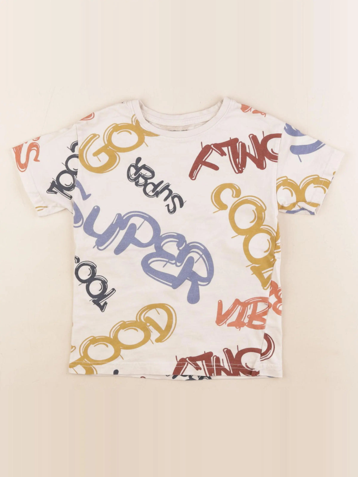 Vertbaudet - tee-shirt gris, beige - 6 ans